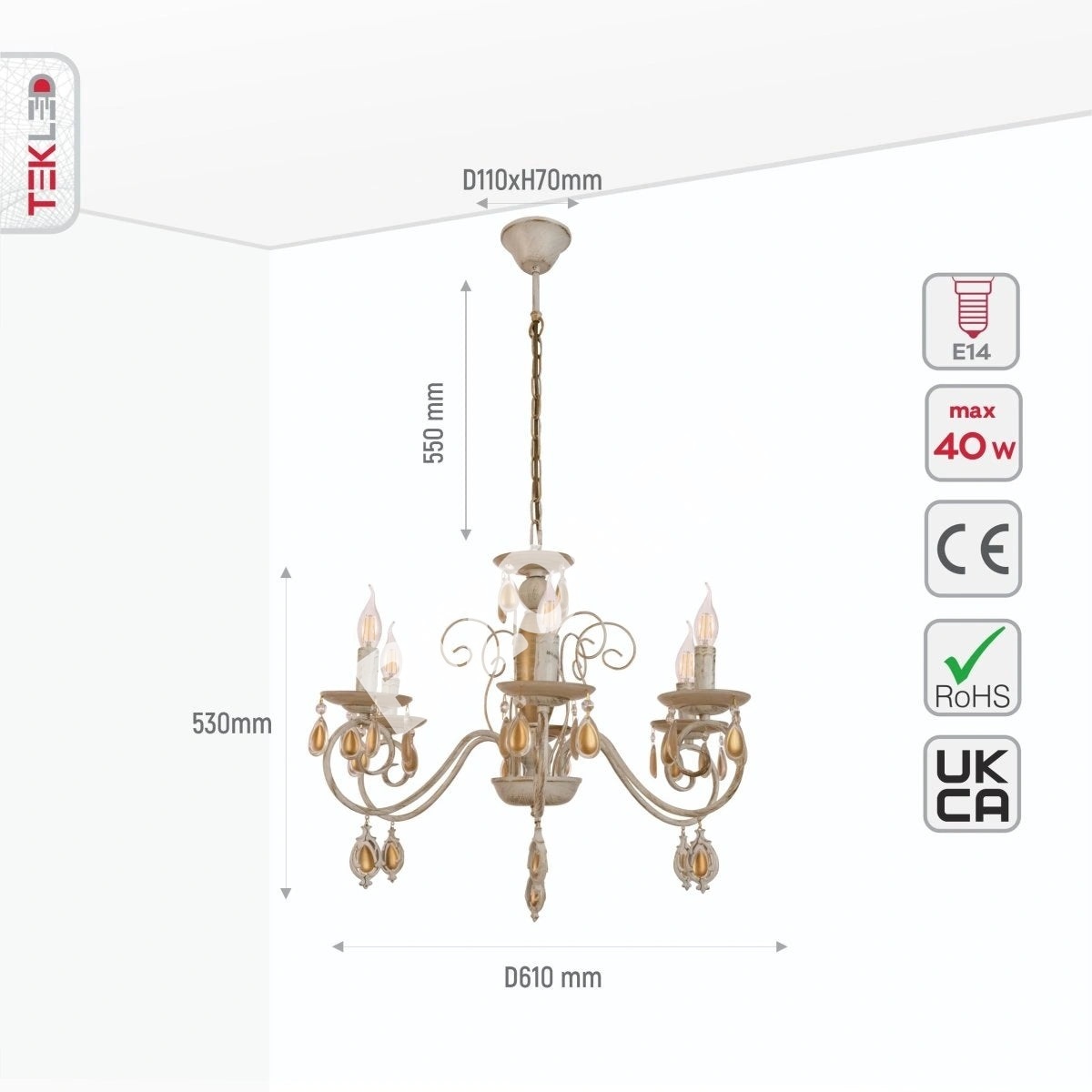 Люстра Amber Crystal золотой and белый металл 12 Arm потолочный Chandelier светильник с E14, 158-19445 4