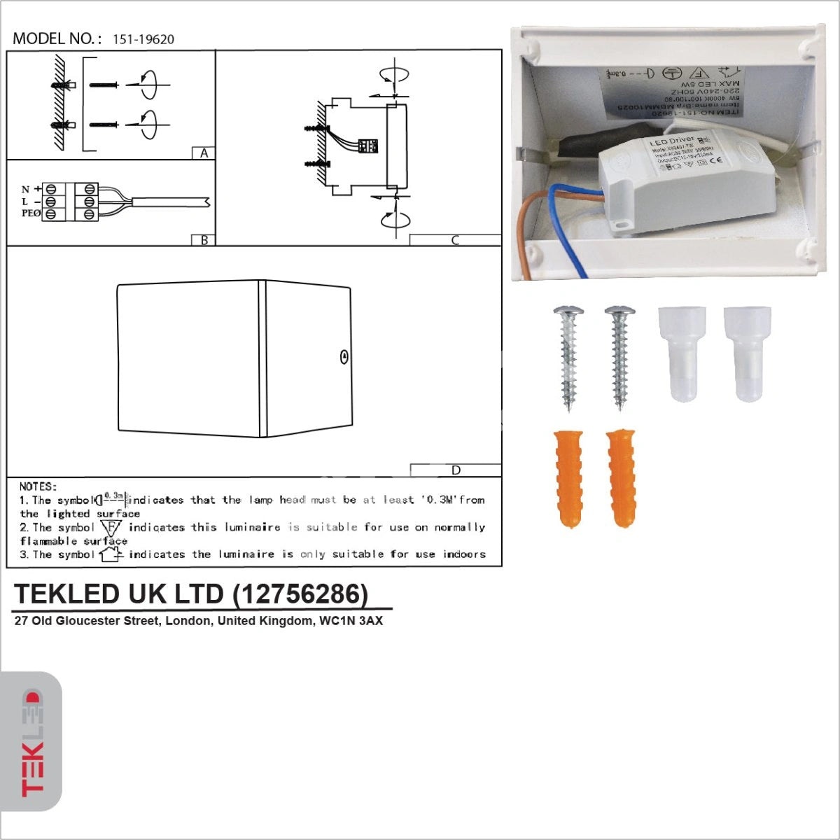 Бра LED Cuboid настенный светильник 5 Вт Cool, 151-19620 9