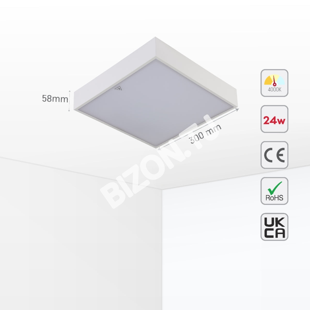 Светильник квадратный LED TT100 24 Вт белый 4000 К IP65, 181-15362 4