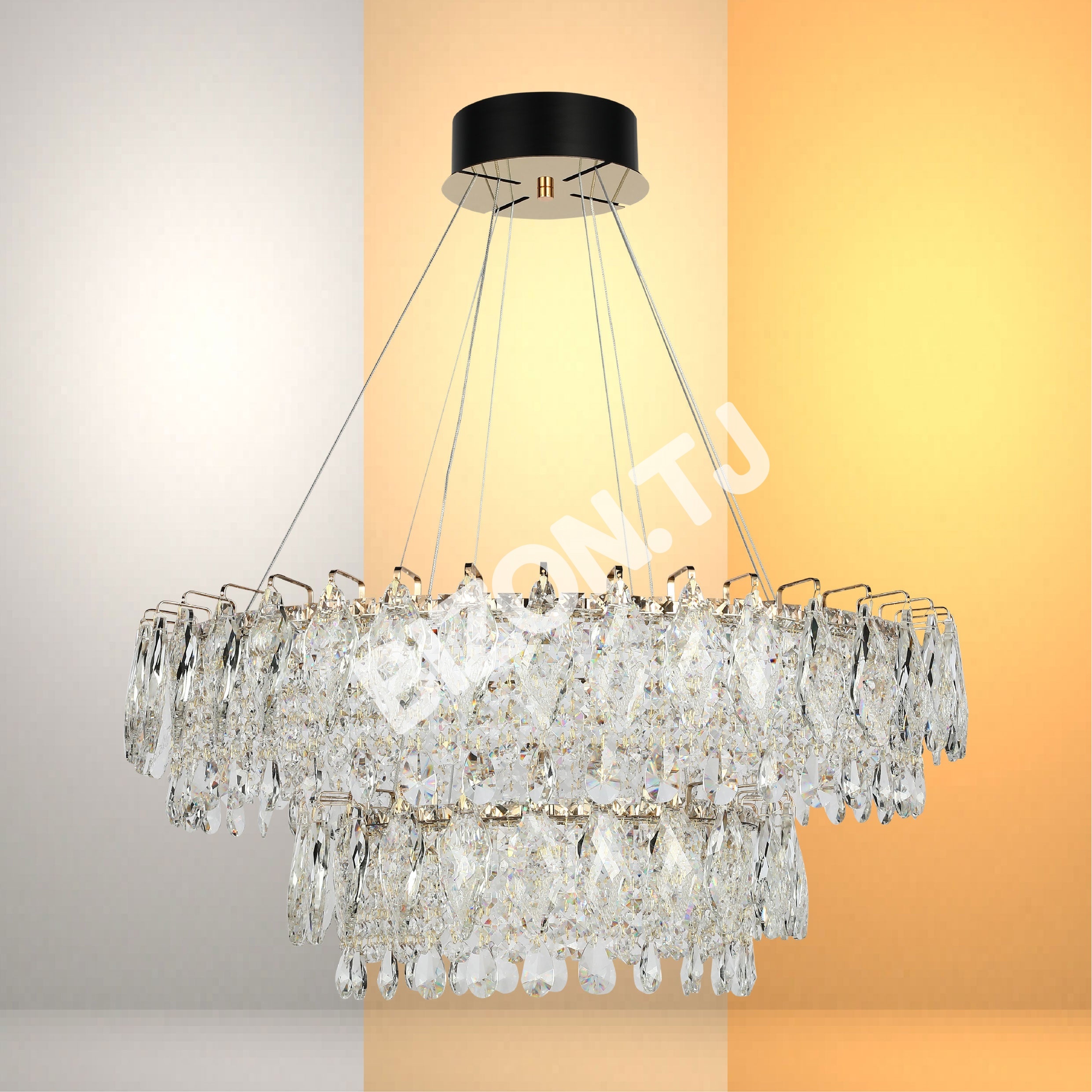 Люстра Crystal золотой Q8993 85 Вт+40 Вт D800+D500мм 3, 159-18352
