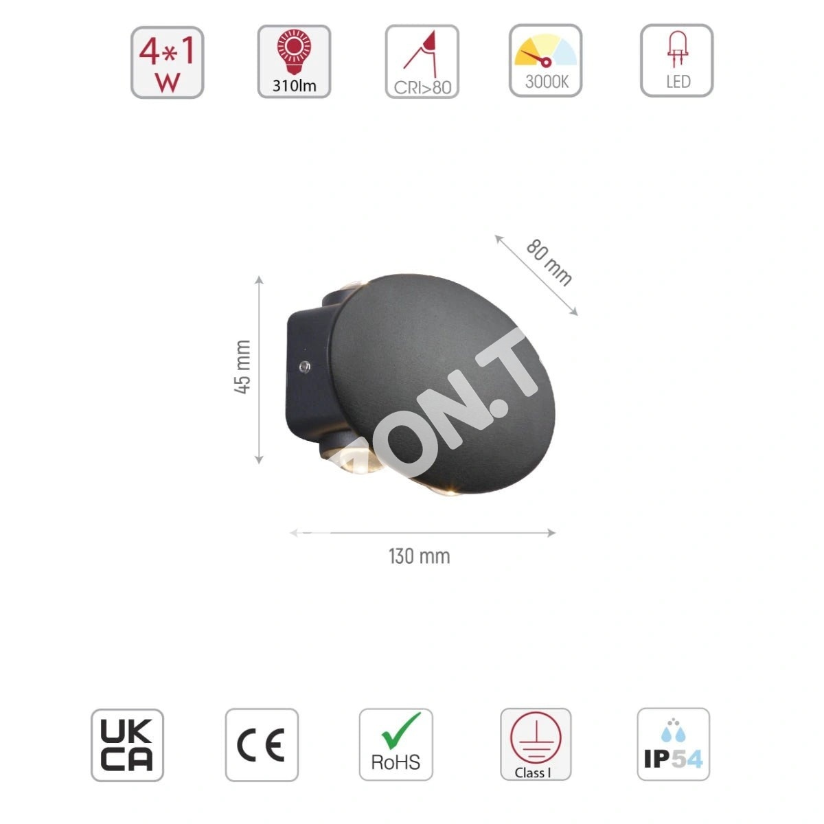 Светильник LED WY3040 4×1 Вт 3000 К черный, 182-03374 6