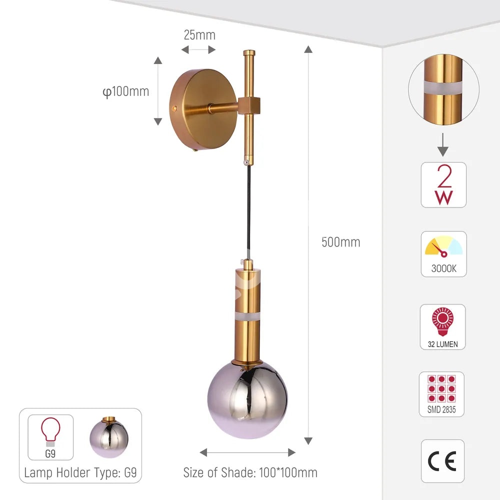 Бра бронзовый Бра 39311 1xG9+LED 3000 К, 151-20060 5