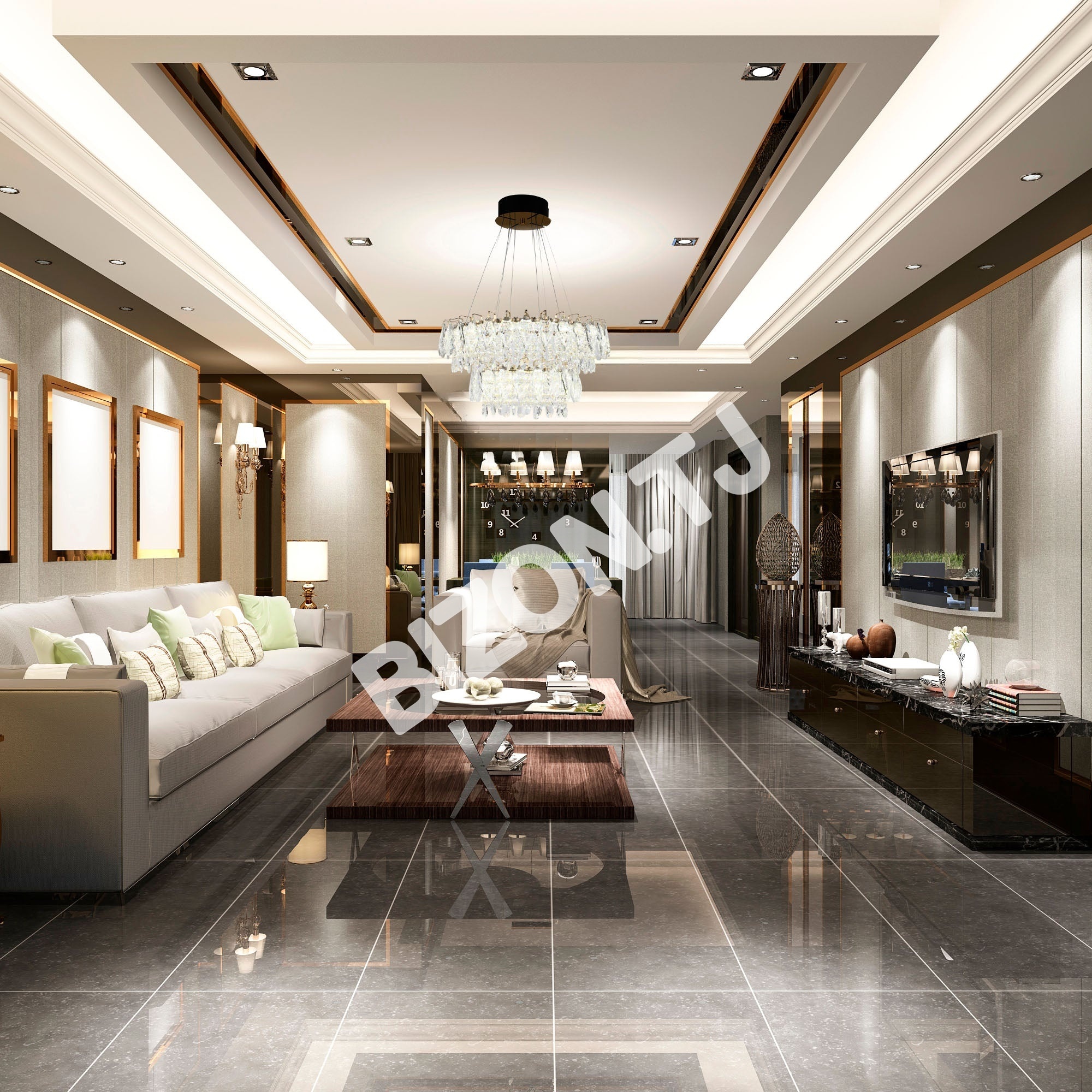 Люстра Crystal золотой Q8993 85 Вт+40 Вт D800+D500мм 3, 159-18352 13