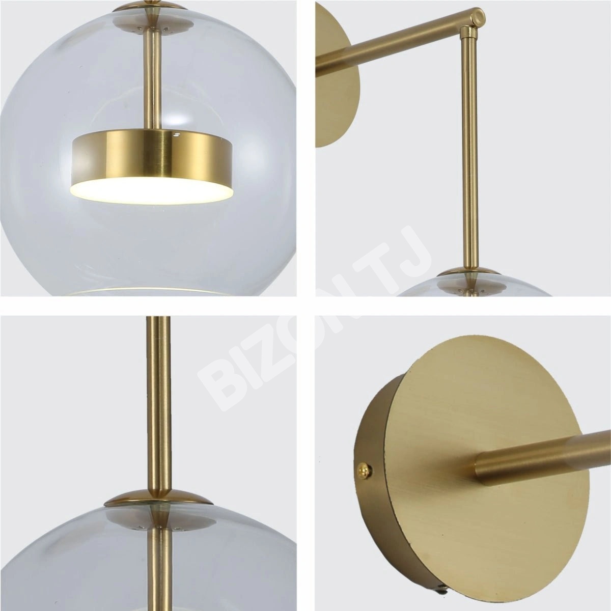 Бра Clear Globe стекло золотой L-Shape металл Cool нейтральный белый 12 Вт LED настенный светильник, 151-19744 5