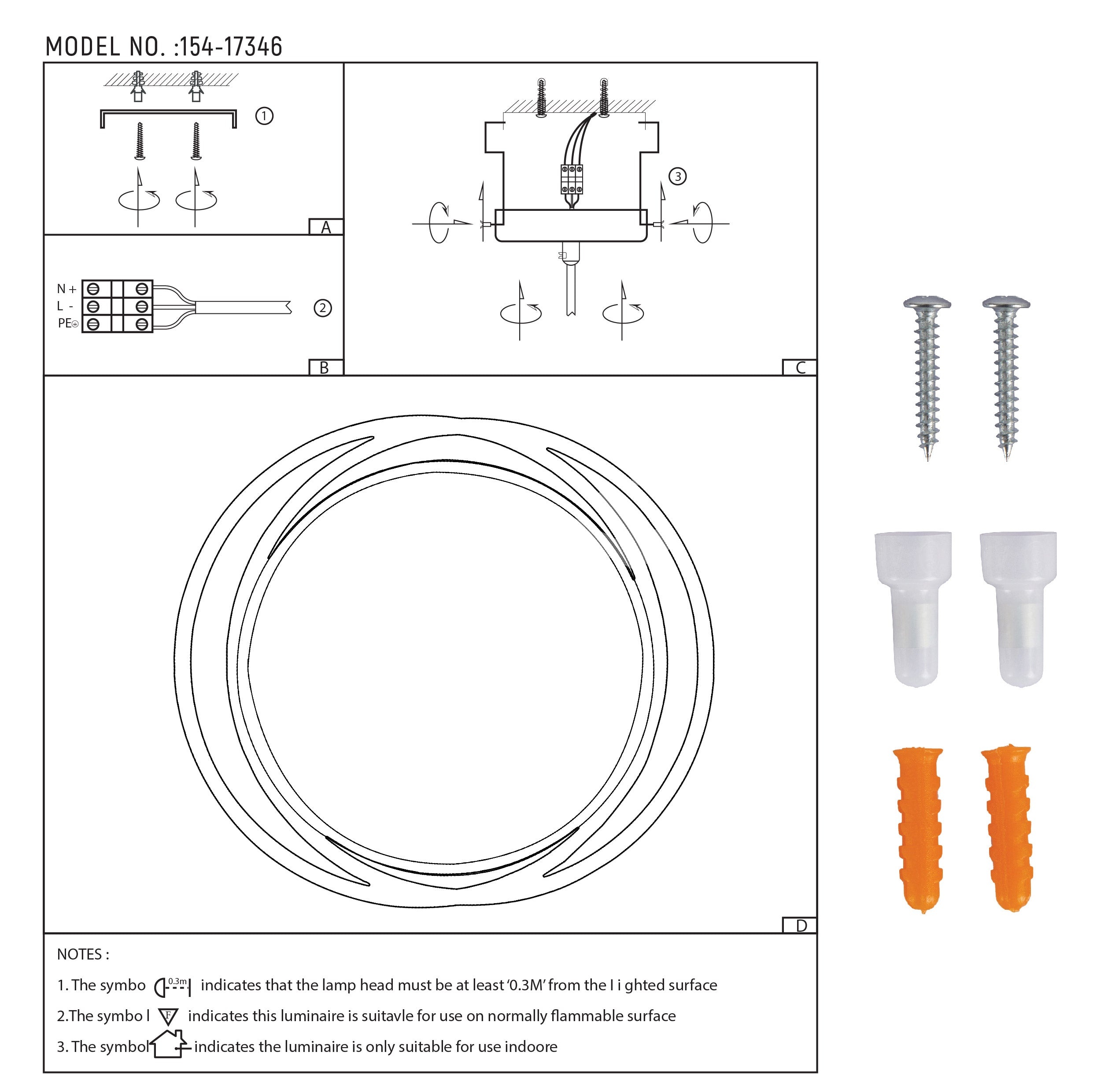 LED Double круглый 36 Вт черный белый D500 3CCT, 154-17346 7