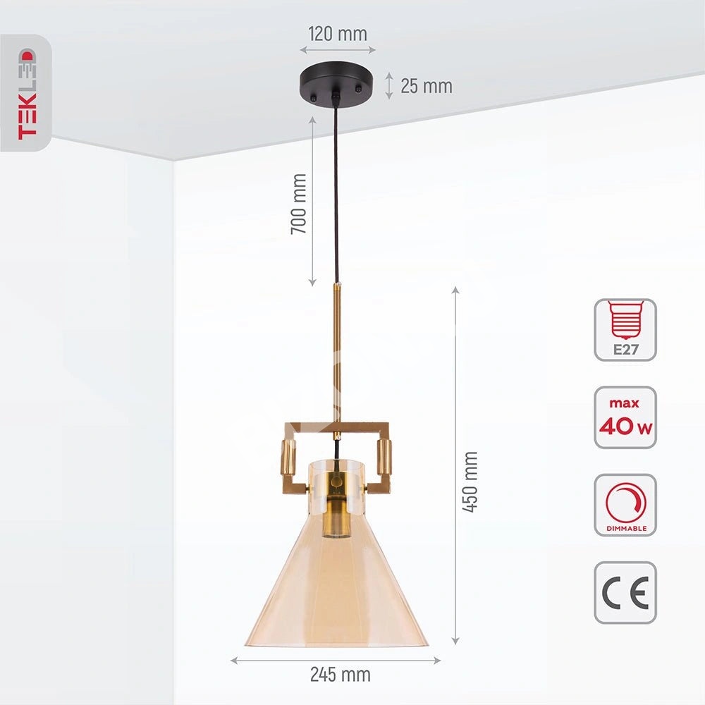 Люстра Chandelier 8658-1A AM E27 AMBER стекло (T, 156-19470 5