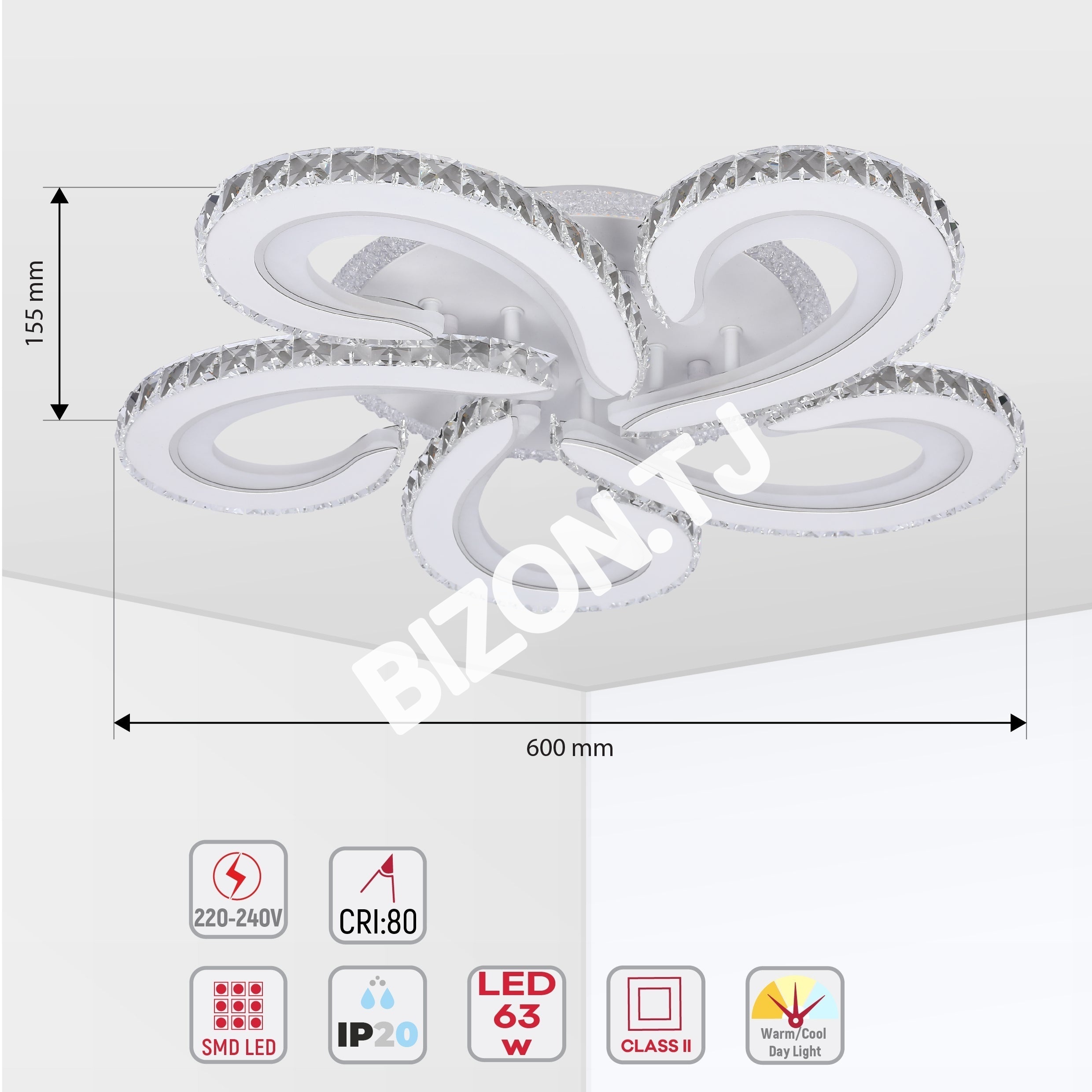 Люстра LED BS0717 63 Вт хром 3CCT, 159-18458 4