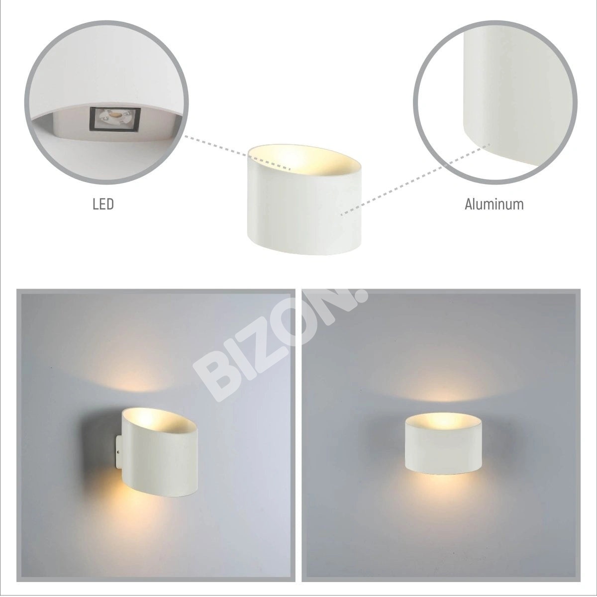 Белый Oblique Cylinder Up Down уличный современный LED, 182-03382 3