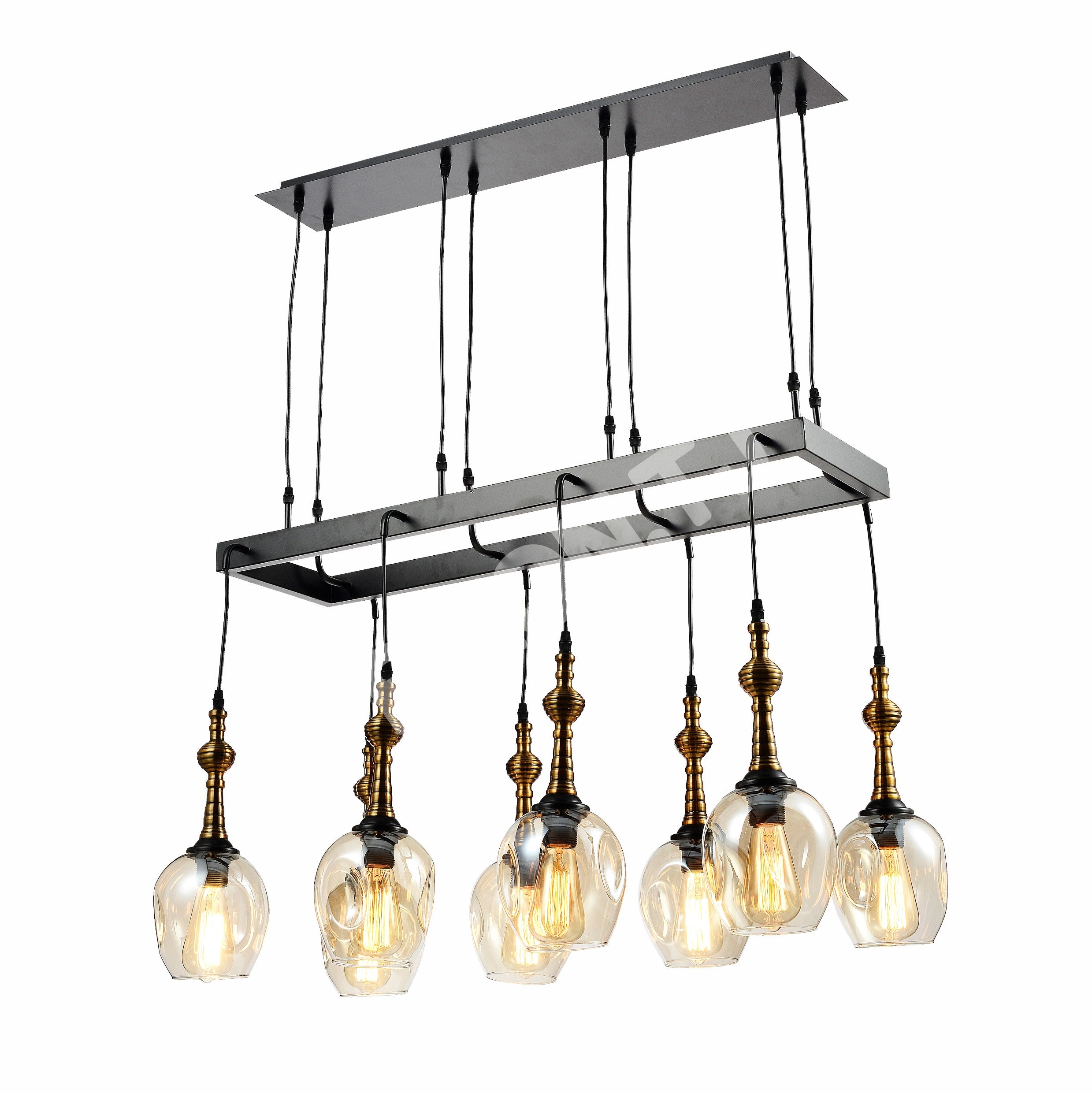 Люстра Amber Cone стекло черный металл Island потолочный Chandelier светильник с 8xE27, 158-19582