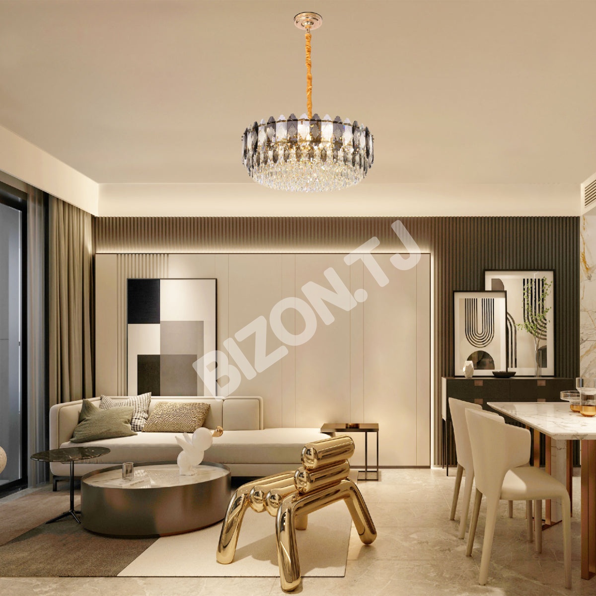 Люстра новинка SY6006-D800 22xE14 SMOKY+золотой AB, 159-18004 8