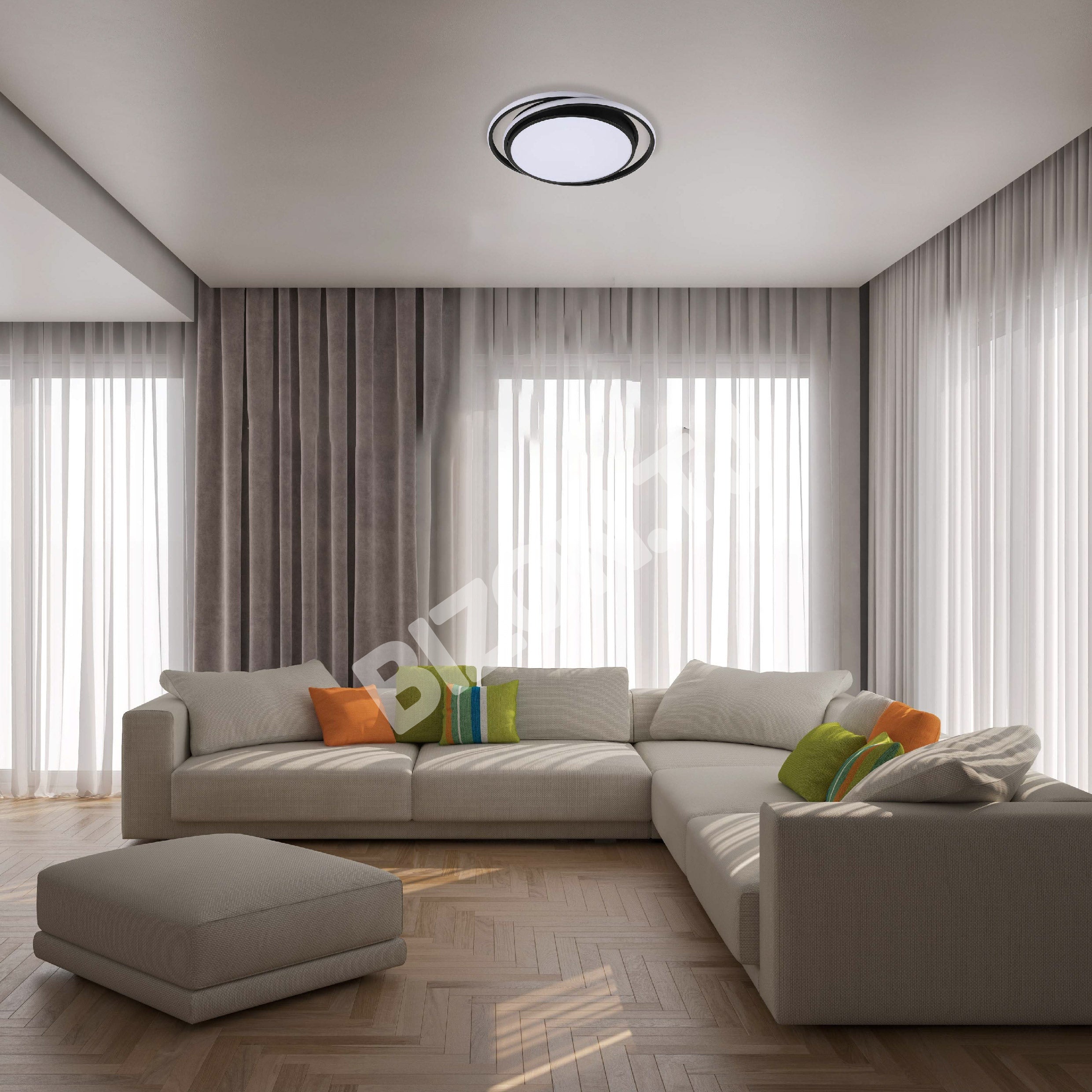 LED Double круглый 36 Вт черный белый D500 3CCT, 154-17346 2