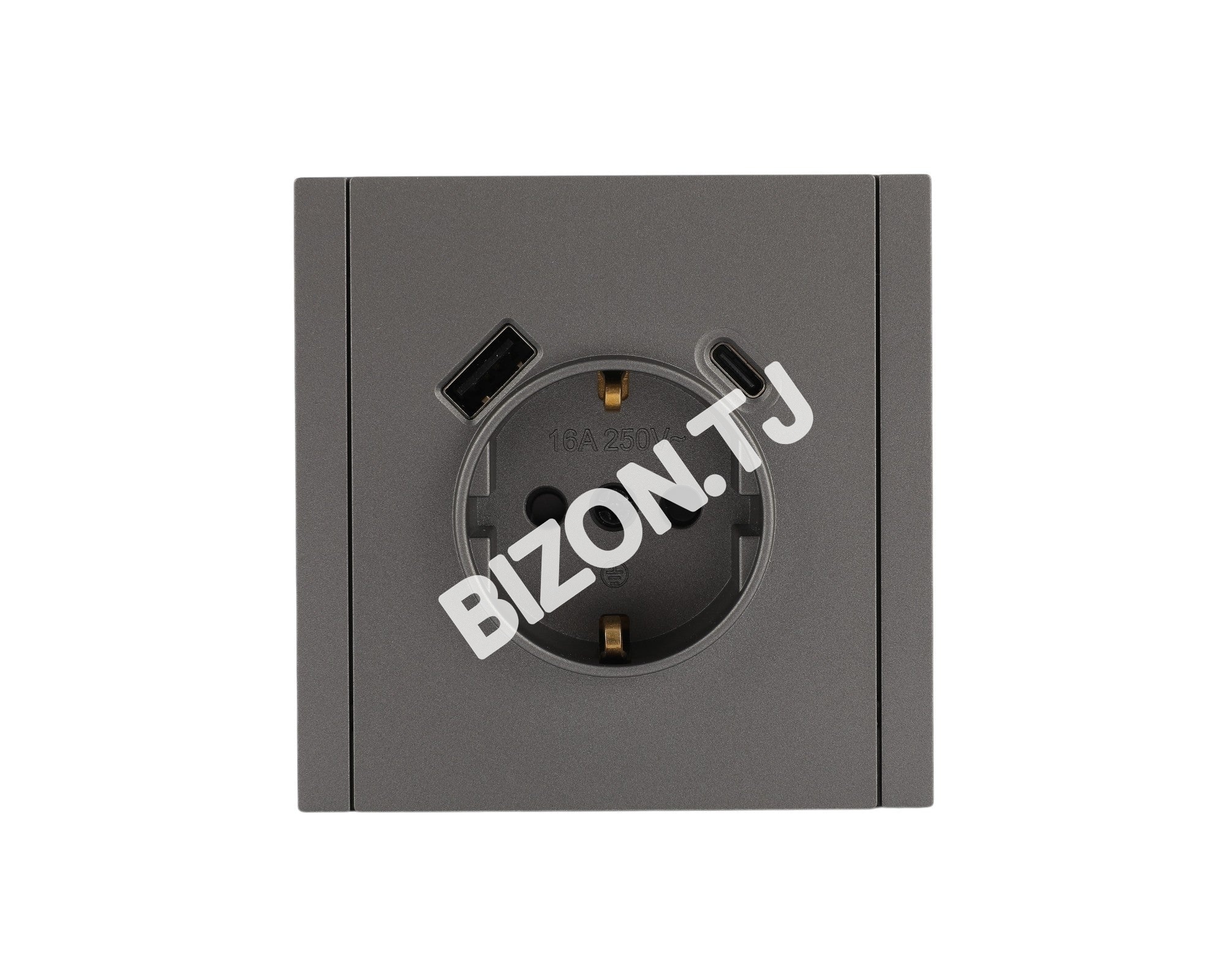Розетка Schuko с USB+TYPE C 20Вт, с / у, Темно-серая, серия NIZMO, ELECTRIC 96 / 8, 283-03592 11