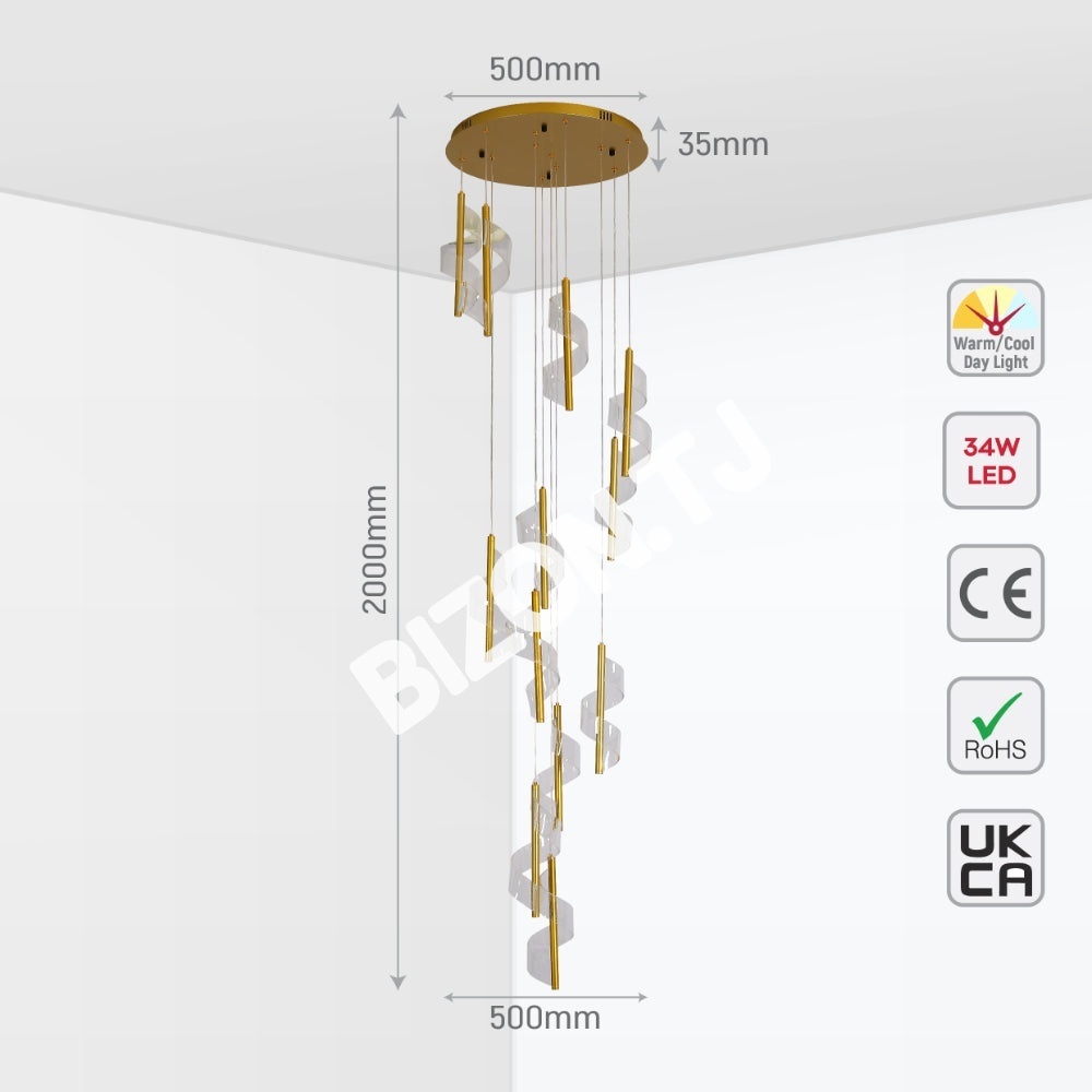 Люстра LED PA0043 60Wx12 хром D500xH1200 CCT Changeble, 159-18136 17