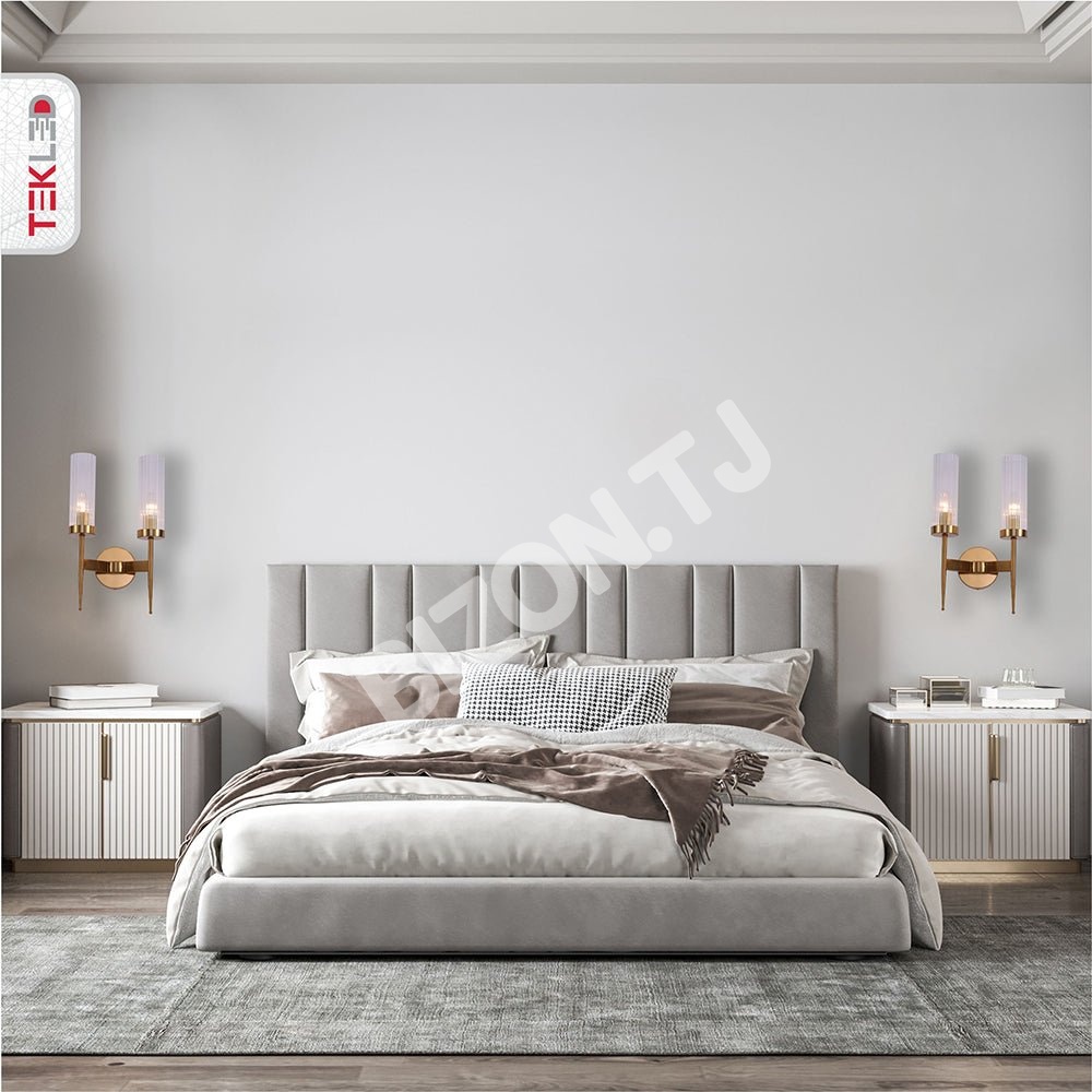 Бра золотой Aluminium бронзовый Cylinder Clear Reeded стекло Joseph Fonteyn Fluted настенный светильник с 2xE14 Fitting, 151-19496 10