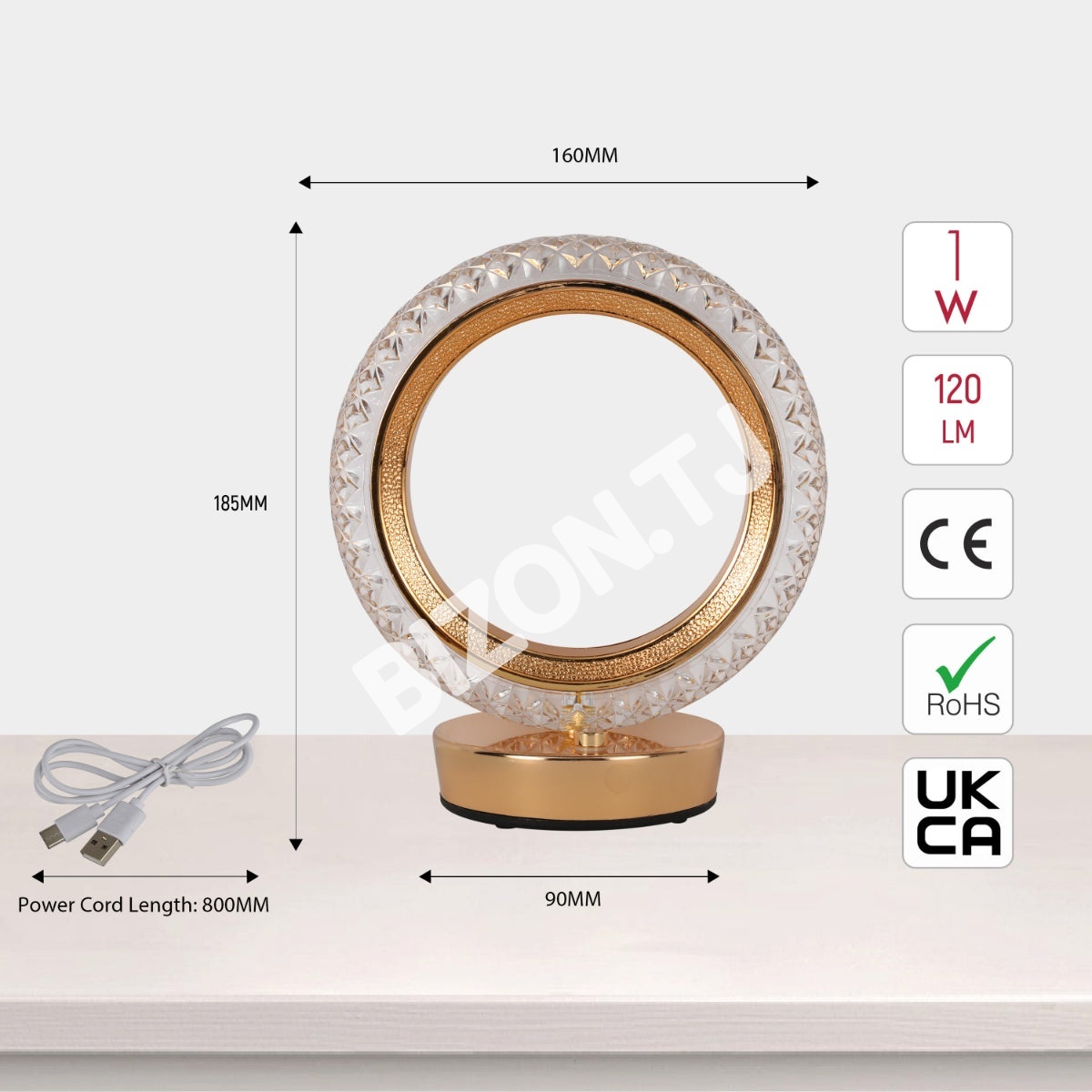 Светильник настольный LED Acrylic D160H185 золотой(T, 130-03728 4