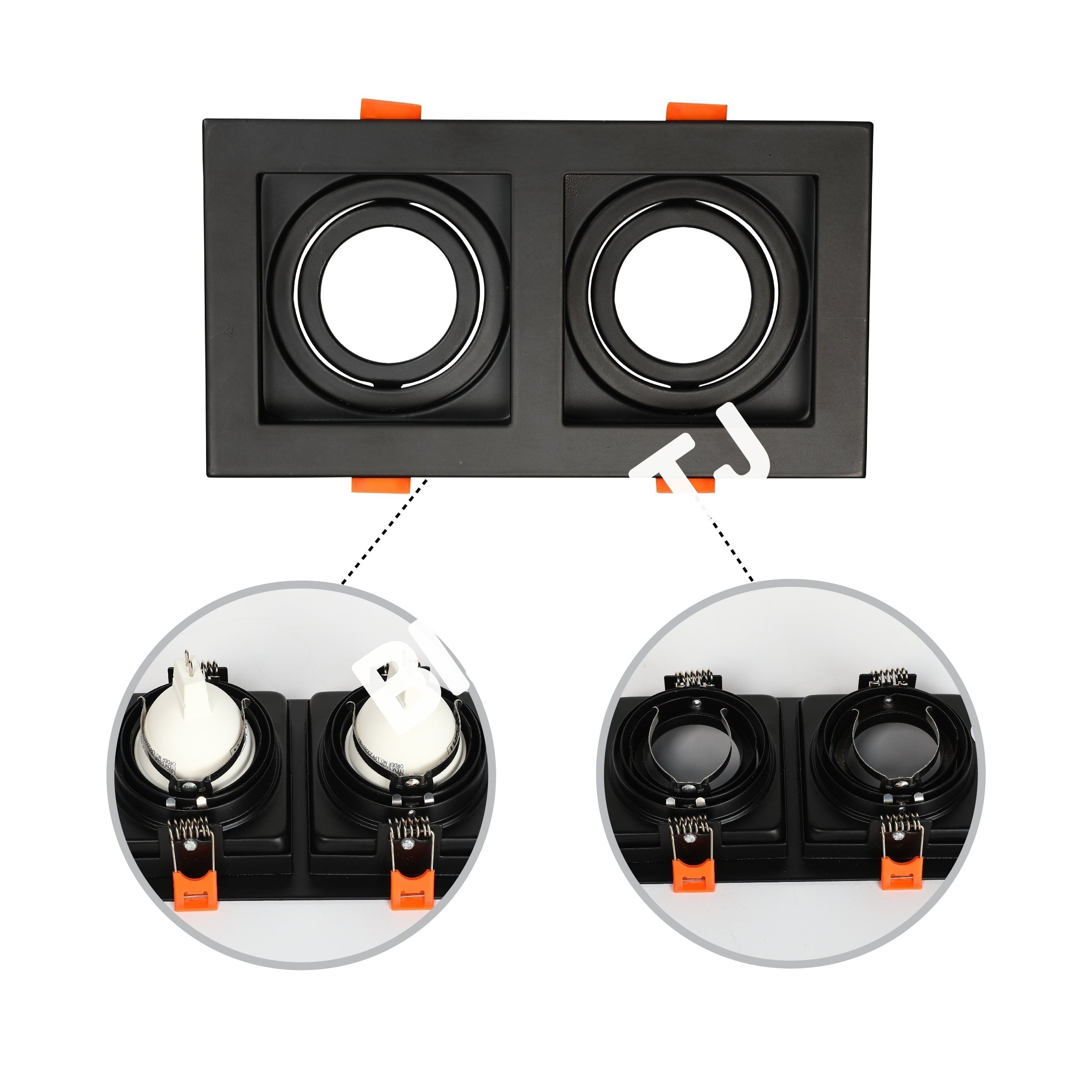 Светильник Grille Rectangle Recessed Tilt даунлайт GU5.3 белый and черный 2 way, 143-03514 39