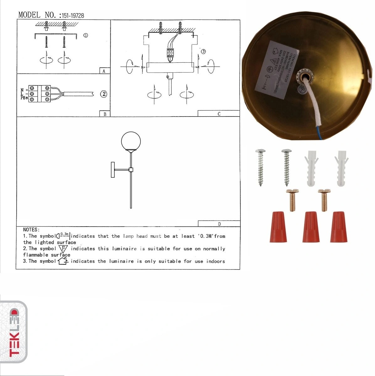 Бра Amber стекло золотой металл настенный светильник L с E27 Fitting, 151-19728 8