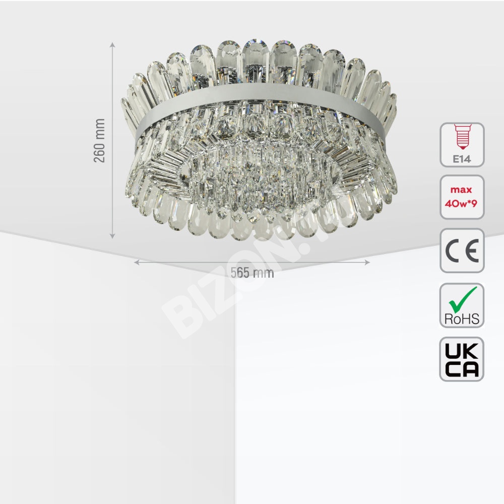 Люстра C1860 9xE14 хром 580 мм, 159-18074 5