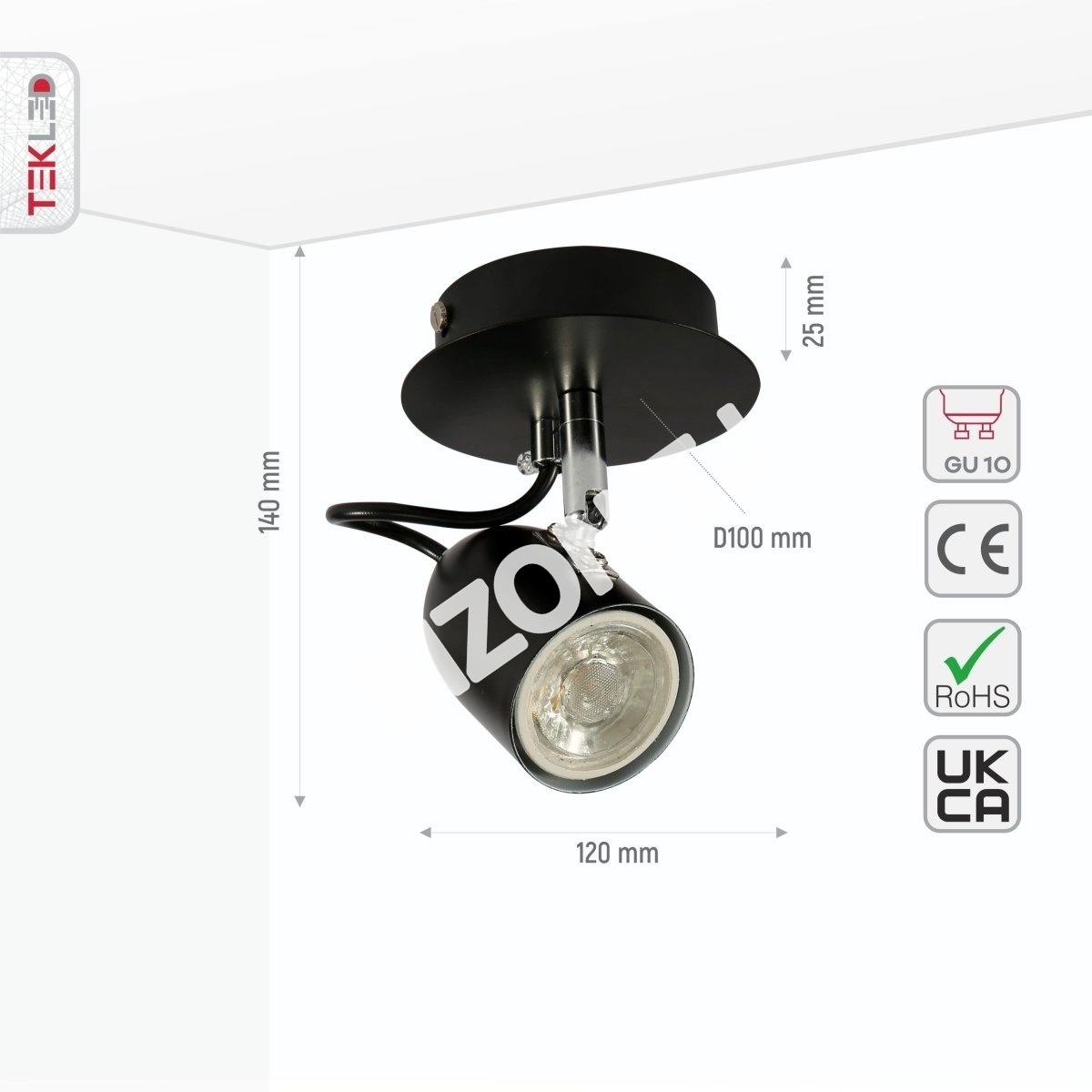 Лампа настенный лампа черный металл Adjustable Spotlight с GU10 Fitting, 151-19804 4