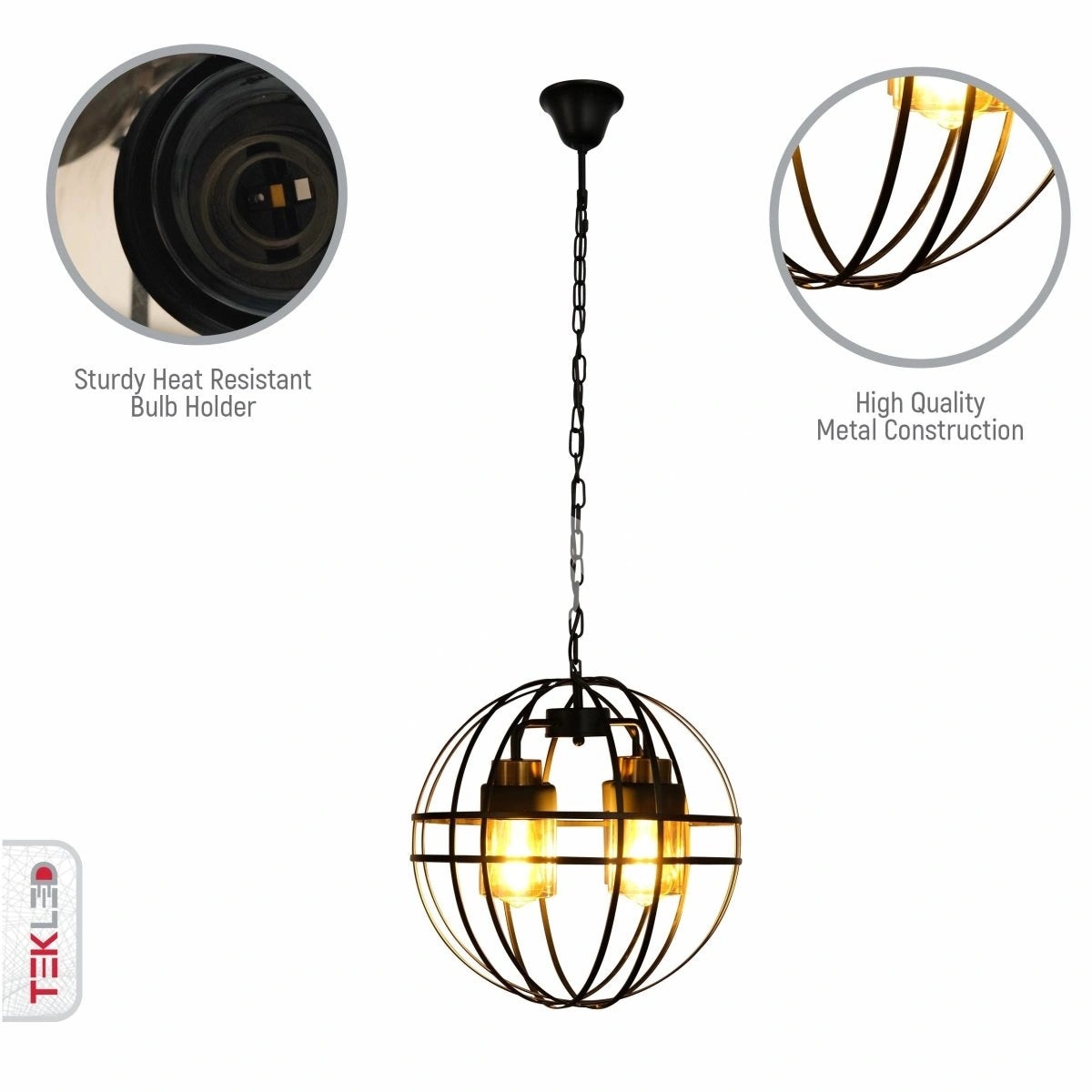 Люстра Amber Cylinder стекло черный Cage металл потолочный Chandelier светильник с 4xE27, 158-19572 3