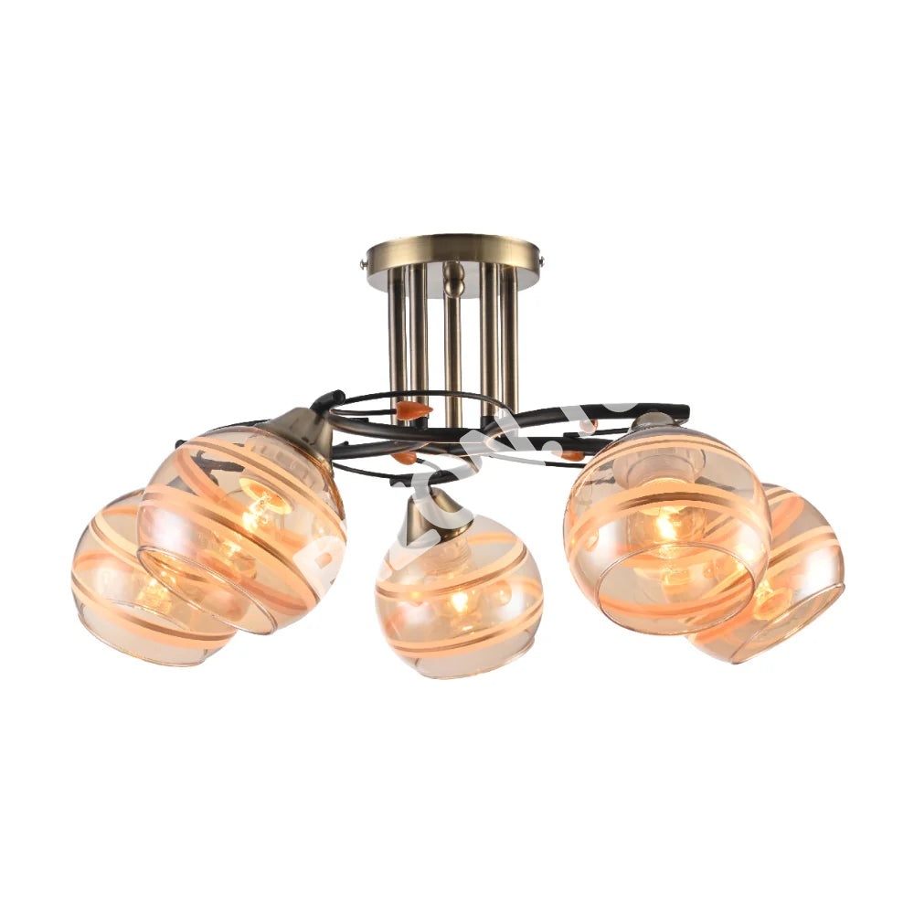 Люстра 8661-5 5xE27 AMBER+черный, 159-17980 9