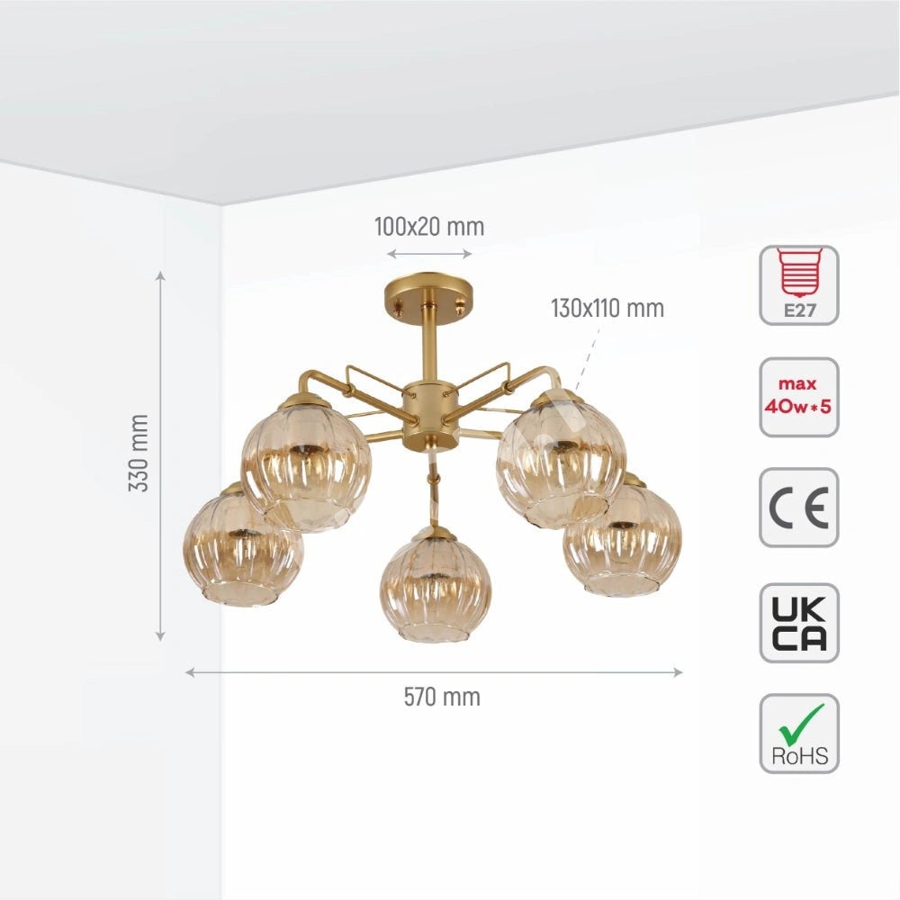 Люстра 52040 3xE27 CHAMPAGNE+золотой, 159-17652 3