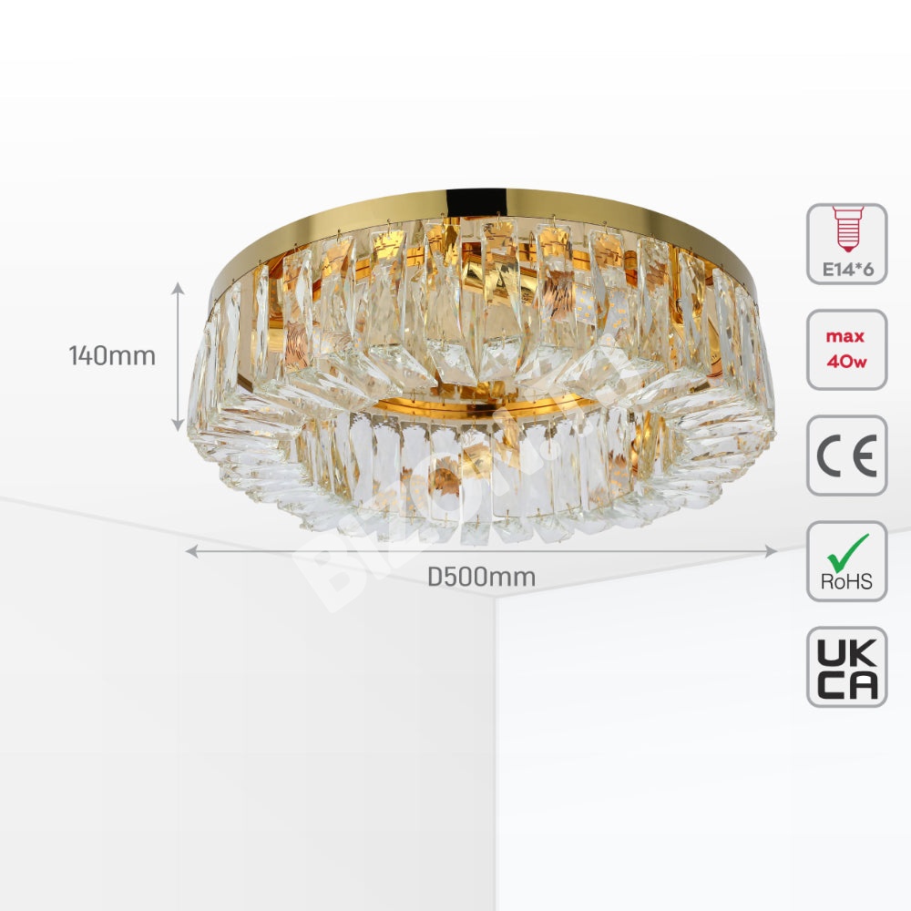 Люстра Crystal круглый Flush Chandelier светильник D500 золотой E14, 159-18148 5