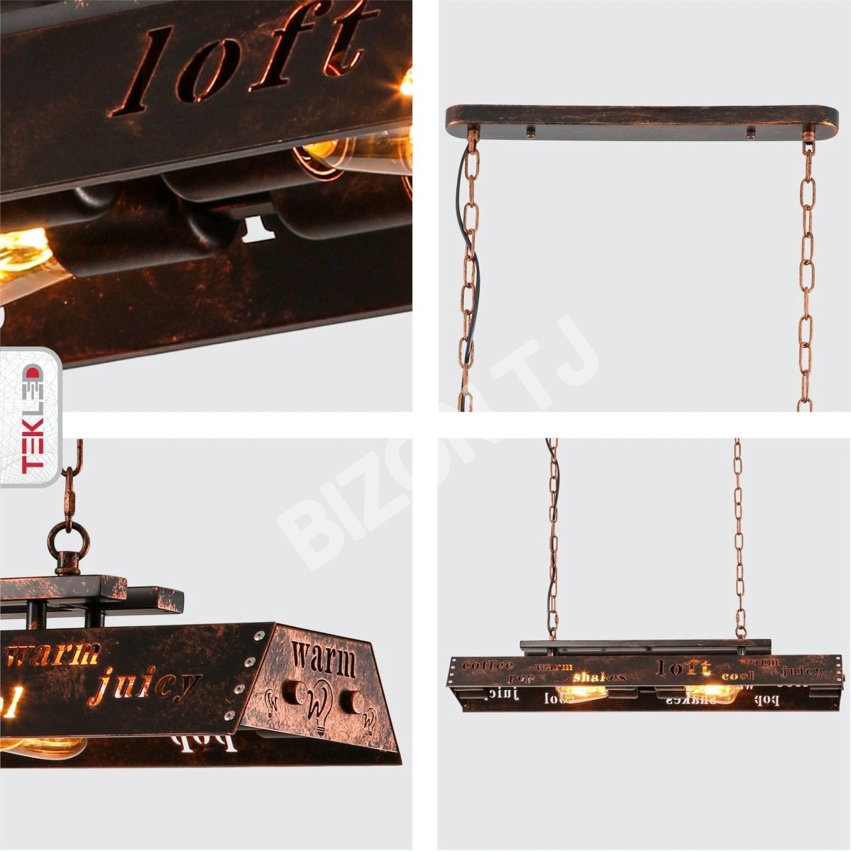 Люстра ZM002 4xE27 дерево+IRON 78×21sm1, 159-17854 7