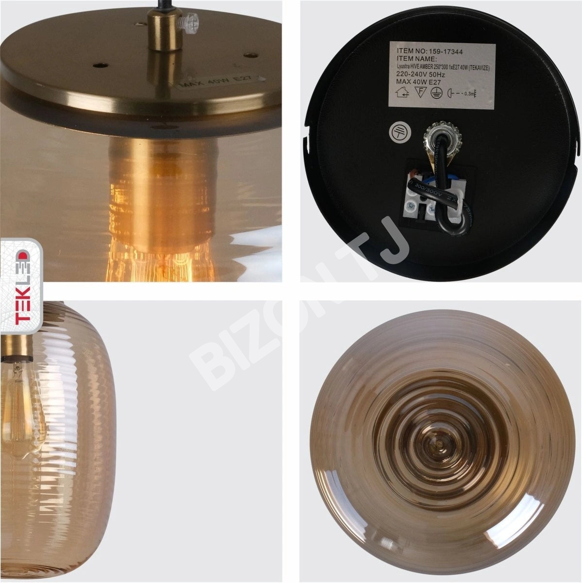 Люстра HIVE AMBER 40 Вт 1xE27 250×300, 159-17344 6