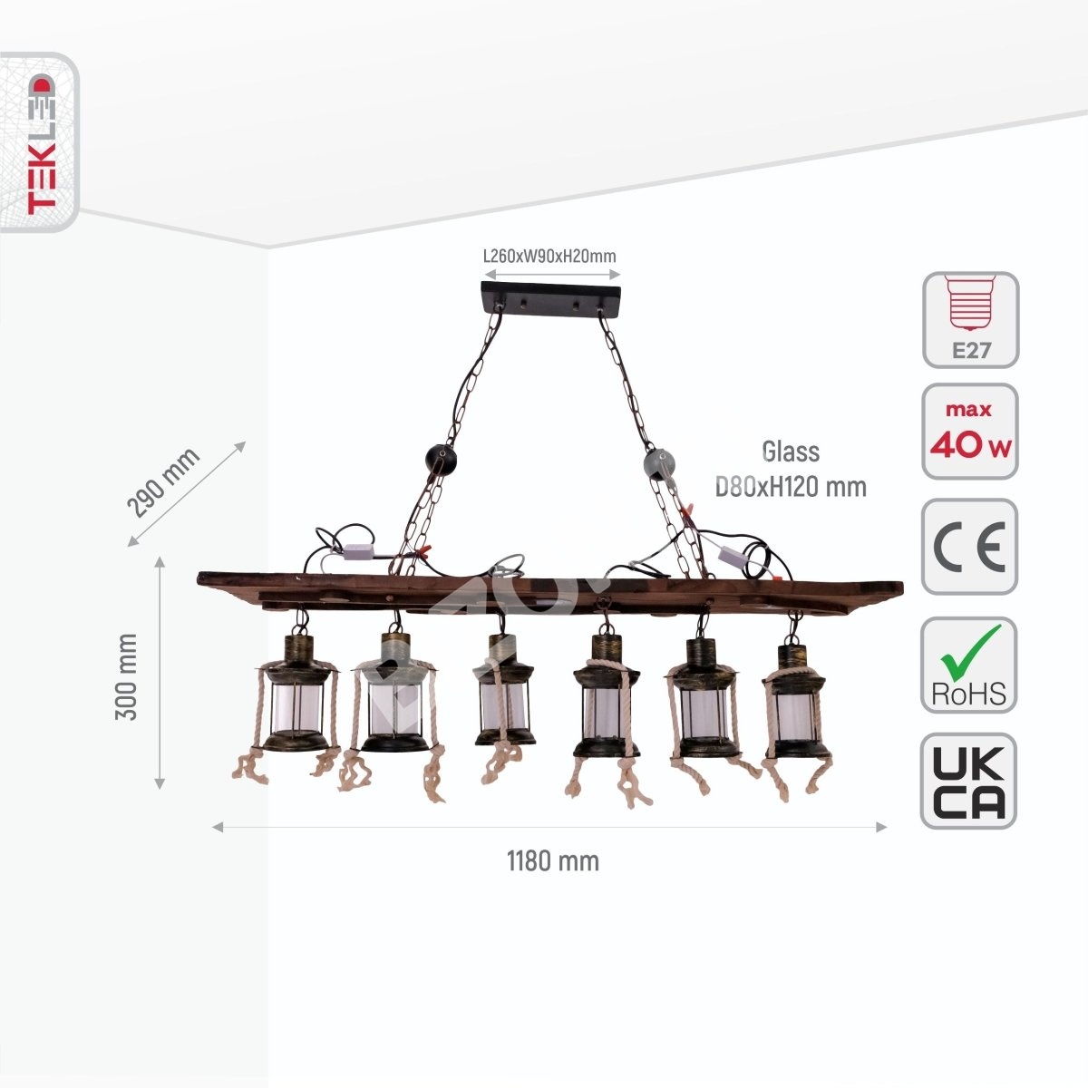 Люстра JM440 4xE27 дерево+IRON 68×23sm1, 159-17852 8