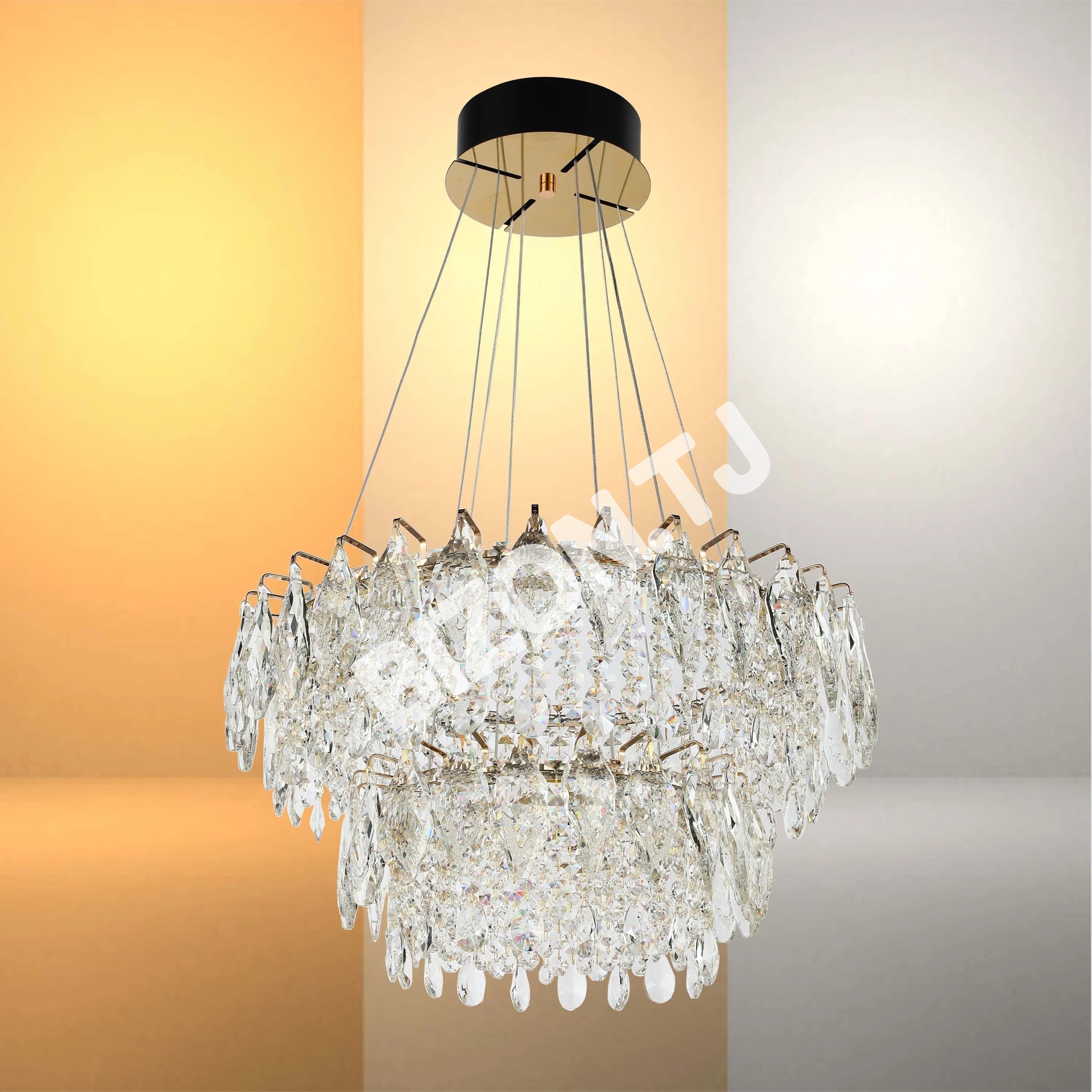 Люстра Crystal золотой Q8993 85 Вт+40 Вт D800+D500мм 3, 159-18352 9