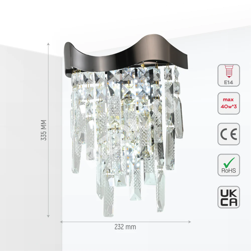 Бра Crystal 3xE14 золотой 250 мм*H330 мм, 151-19956 13