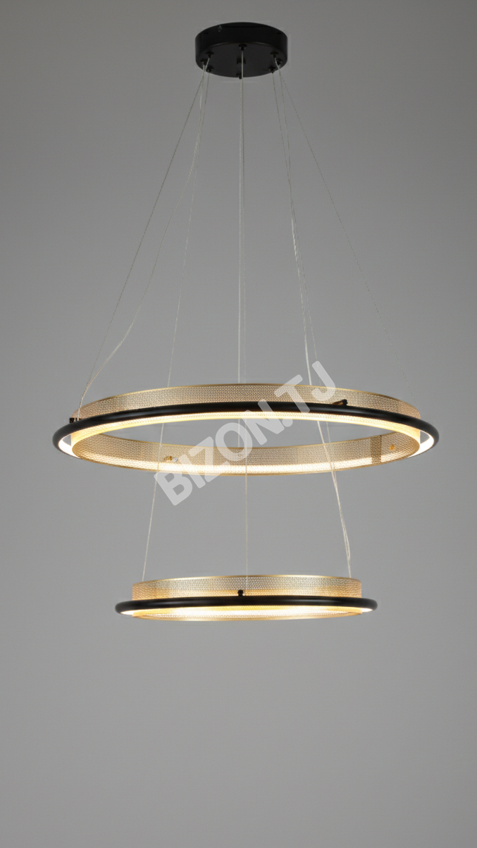 Светильник подвесной LED черный+золотой H081 D600+D400 37 Вт 3000 К, 150-19236