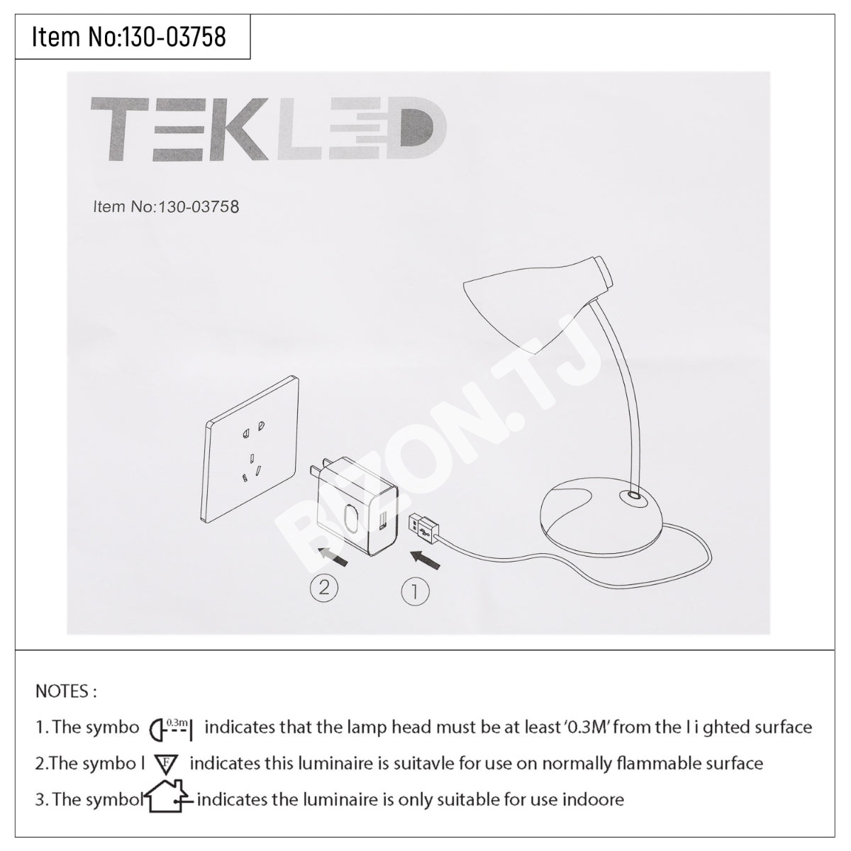 Лампа Gooseneck E27 Desk лампа синий 7 Вт 3000 К / 4000 К / 6000 К, 130-03758 7