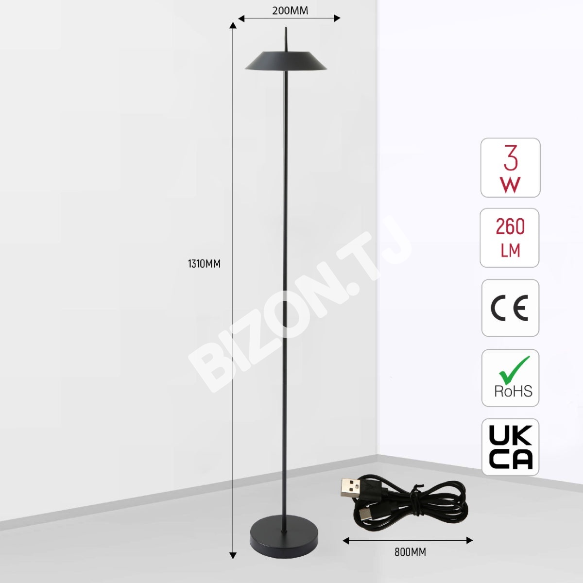 Светильник напольный. Светильник SCANDINAVIAN 08 LED металл D200H1310 BL, 130-03538 4