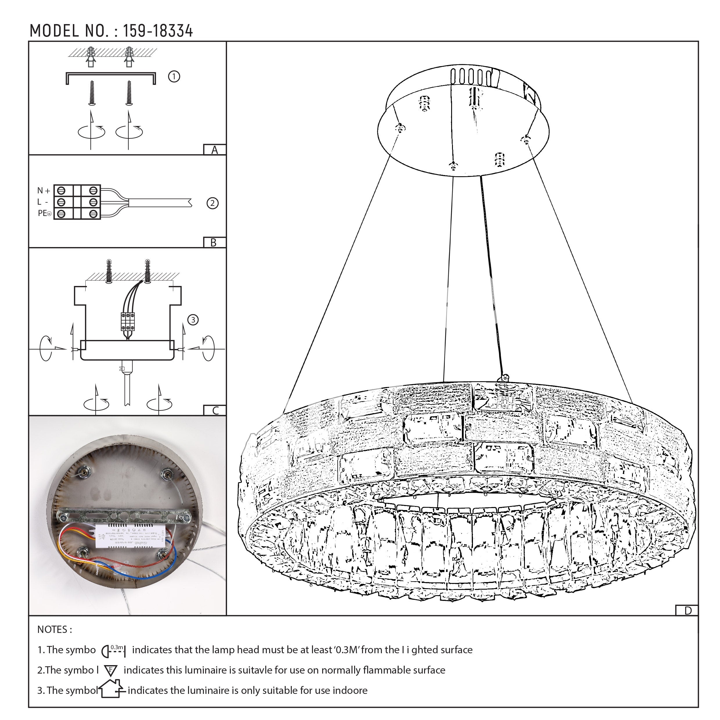 Люстра Crystal хром CB701 D500мм 3 Colour (с ди, 159-18334 7