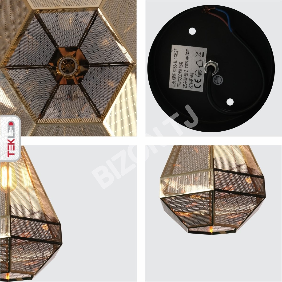Светильник золотой металл Polyhedral подвесной потолочный светильник Large с E27, 150-18122 7