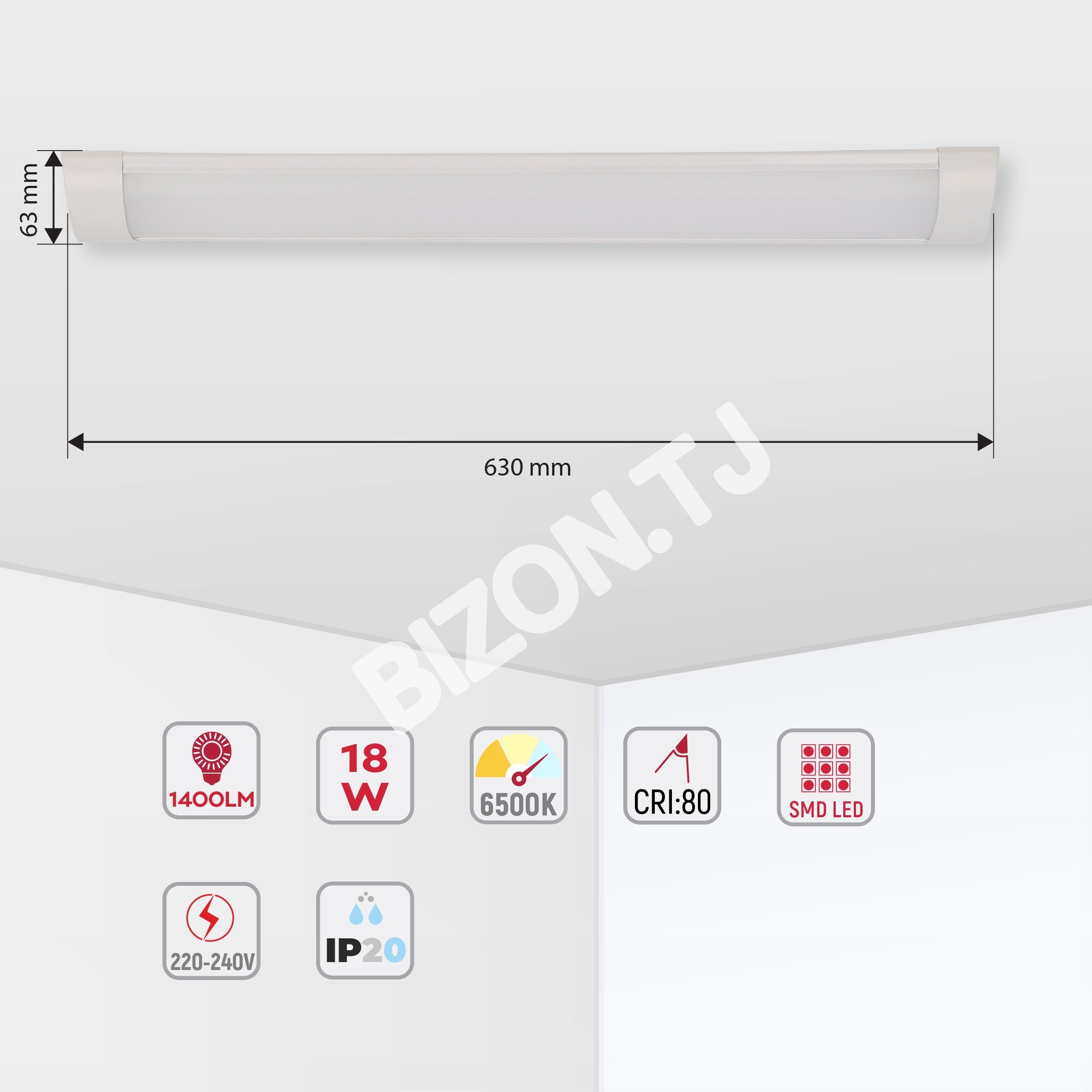Светильник LED TAB-202 18 Вт 1400 лм 6500 К IP2024, 116-03400 5