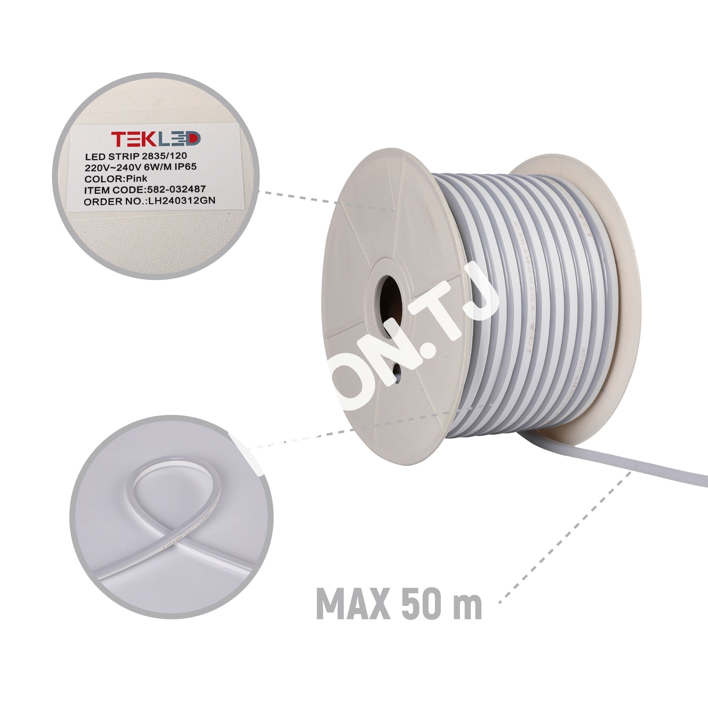 LED Лента 2835 розовый SOFT 6 Вт / M 220 В IP6510, 582-032487 5