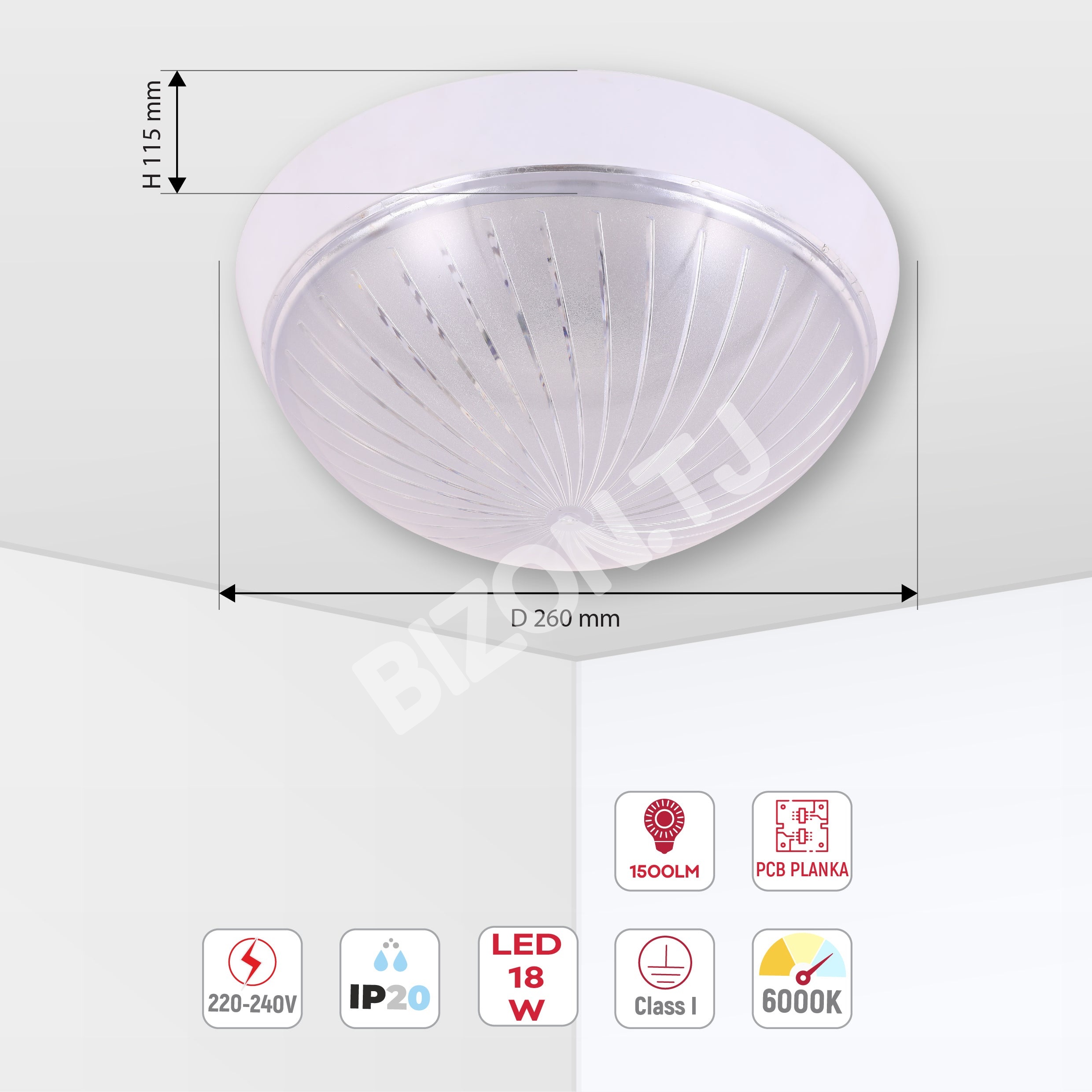 Светильник AKASYA STANDART E27 230 мм MEGALUX, 122-15795 6