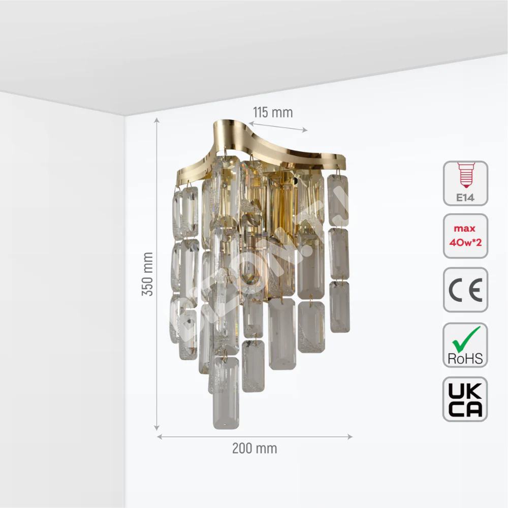 Бра Crystal 2xE14 черный 200 мм*350 мм, 151-19962 13
