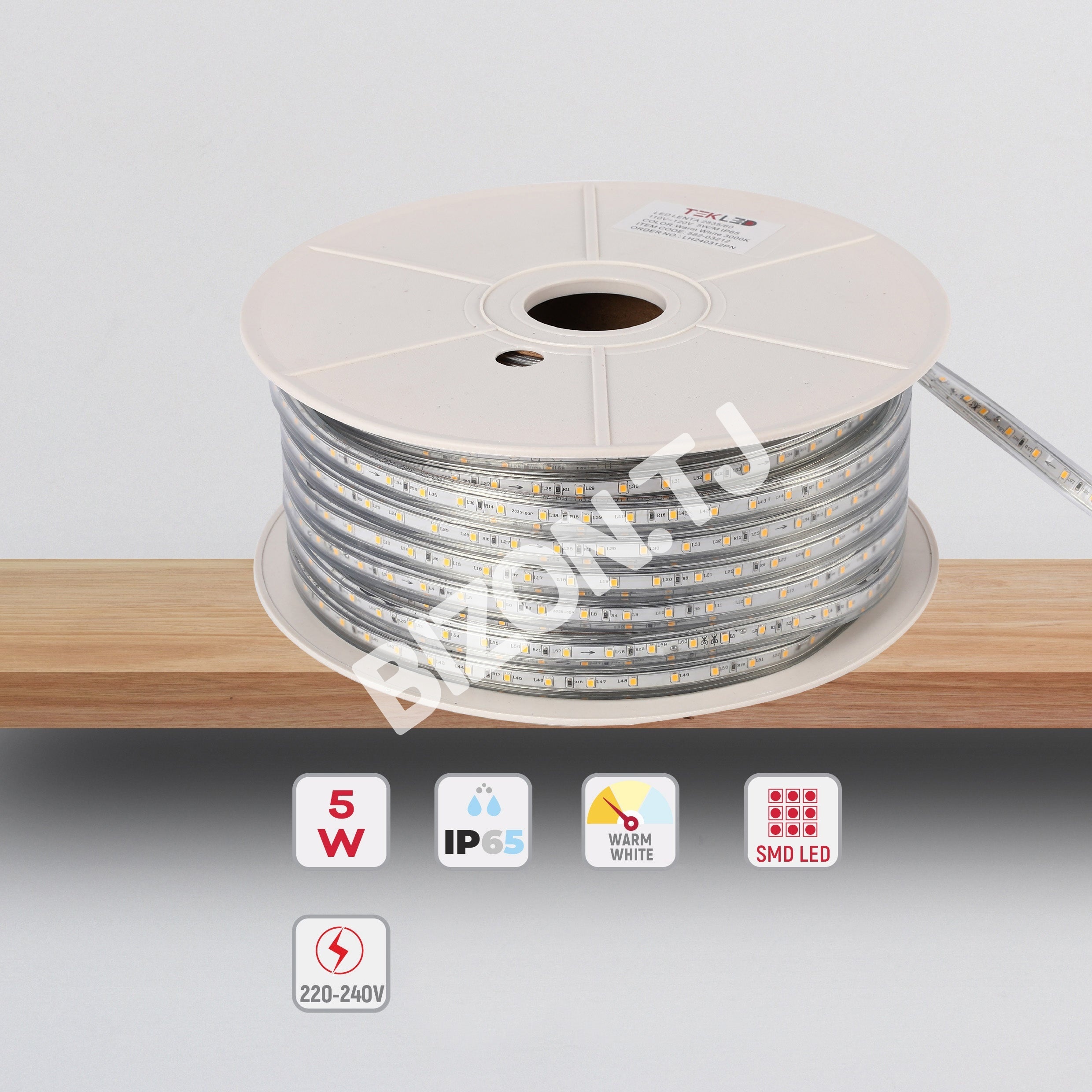 LED lentа 2835 / 60L 220 В оранжевый 7 Вт / M IP6550 м, 582-03271 21