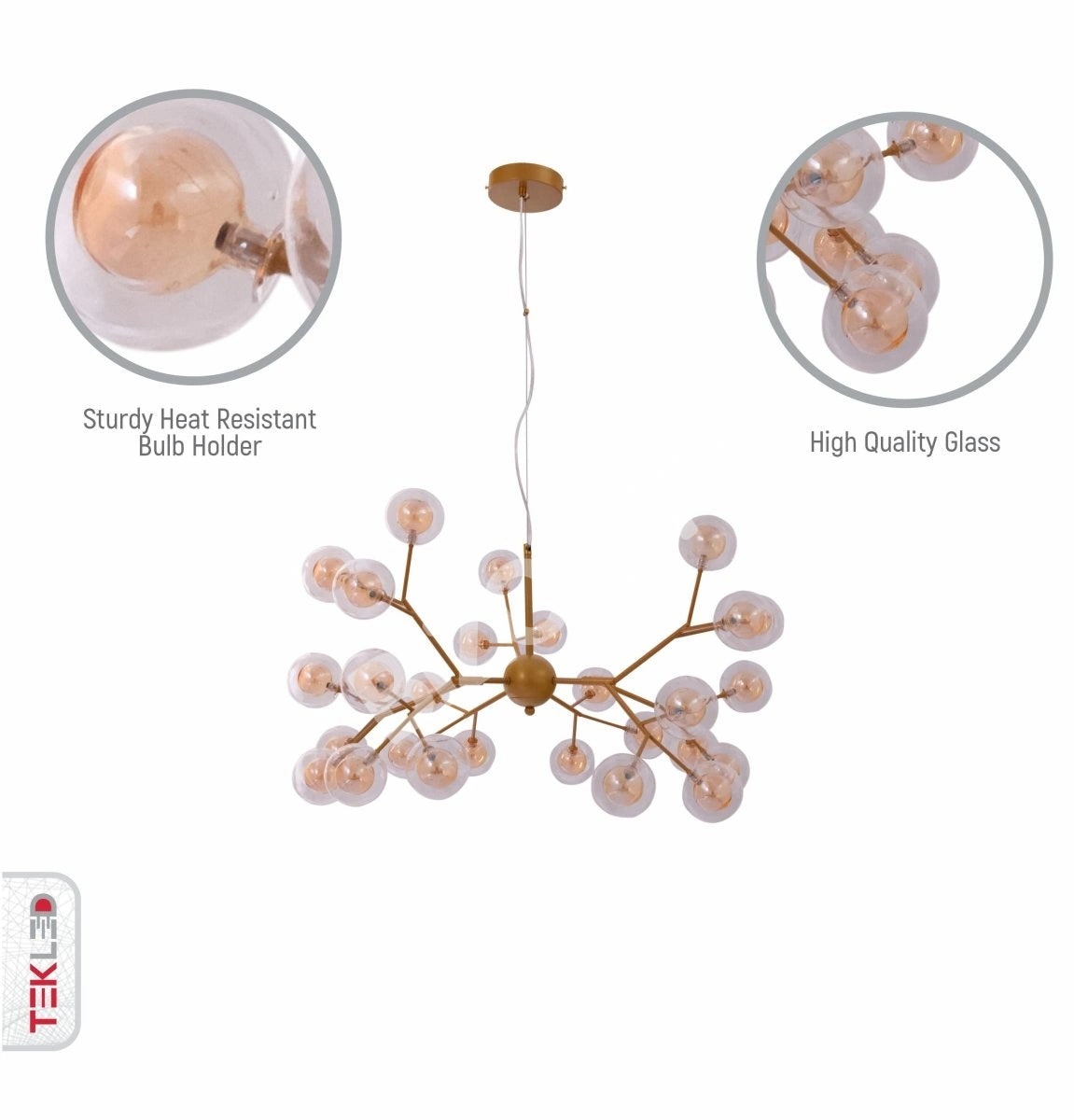 Светильник Neuron модель золотой and Amber Chandelier потолочный светильник с 27xG4s, 158-19616 3