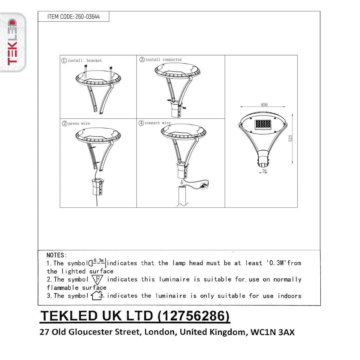 Светильник LED ATAMAN 70WGREY H<4 м, D74 4000 К IP65 beztrub, 260-03644 9