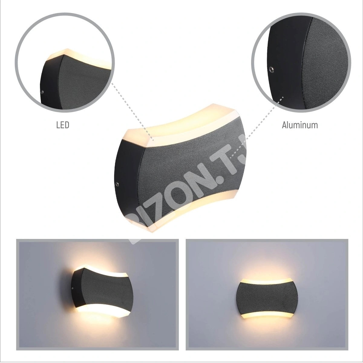 Черный Quatro Arc Up Down уличный современный LED настенный L, 182-03380 3