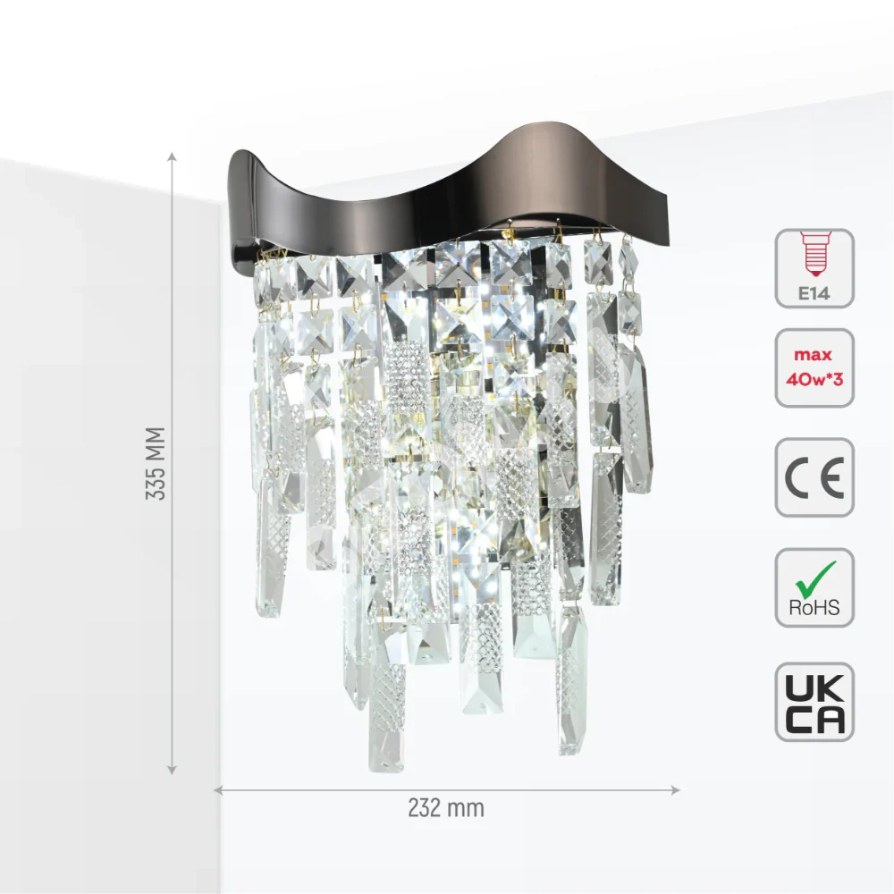 Бра Crystal 3xE14 хром 250 мм*H330 мм, 151-19958 21