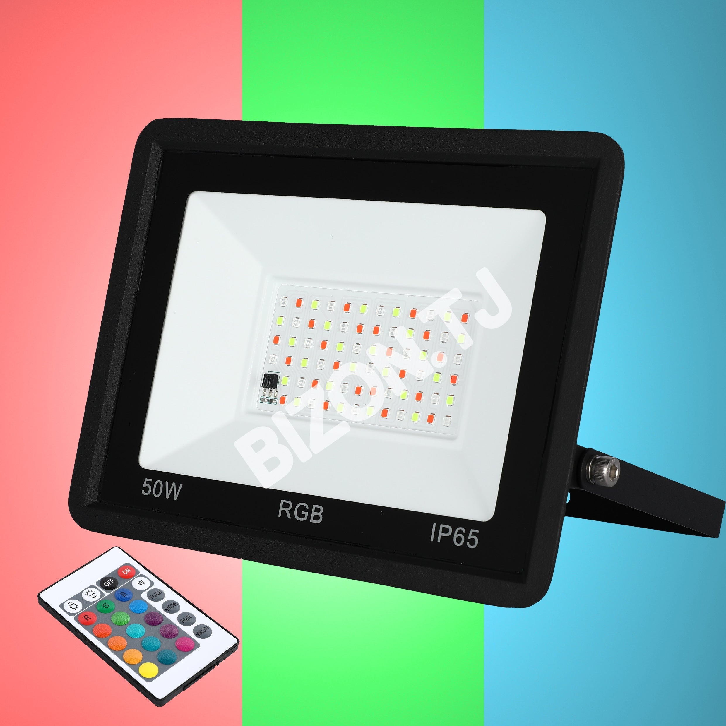 Прожектор LED DOB 50 Вт RGB черный IP65, 224-152838