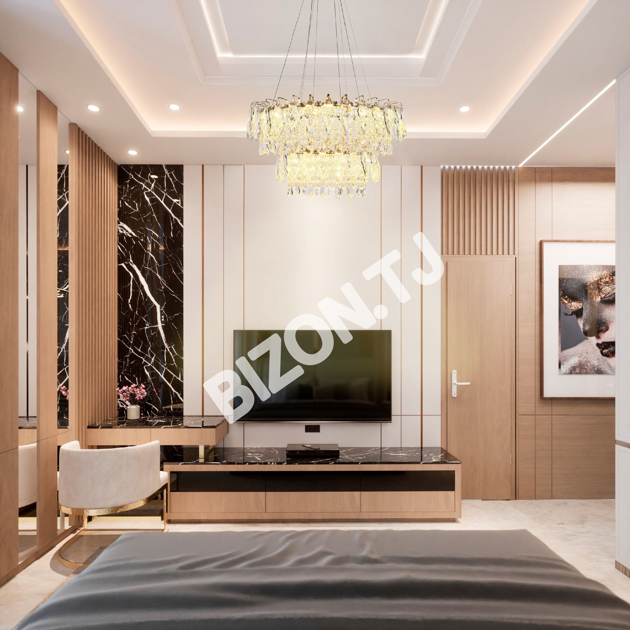 Люстра Crystal золотой Q8993 85 Вт+40 Вт D800+D500мм 3, 159-18352 12