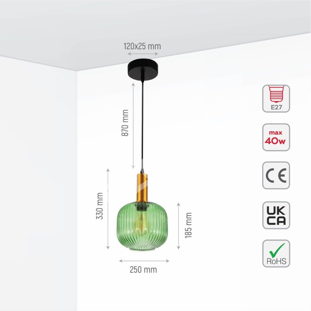 Светильник pod LUCIDE D200 1xE27 EMERALD GRE, 150-18718 5
