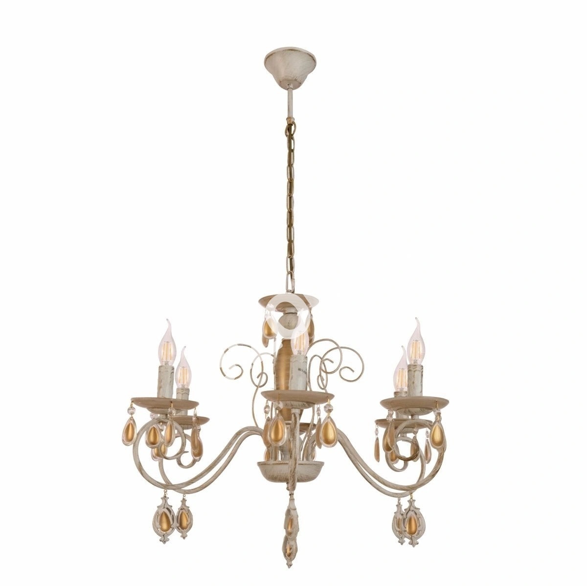Люстра Amber Crystal золотой and белый металл 12 Arm потолочный Chandelier светильник с E14, 158-19445
